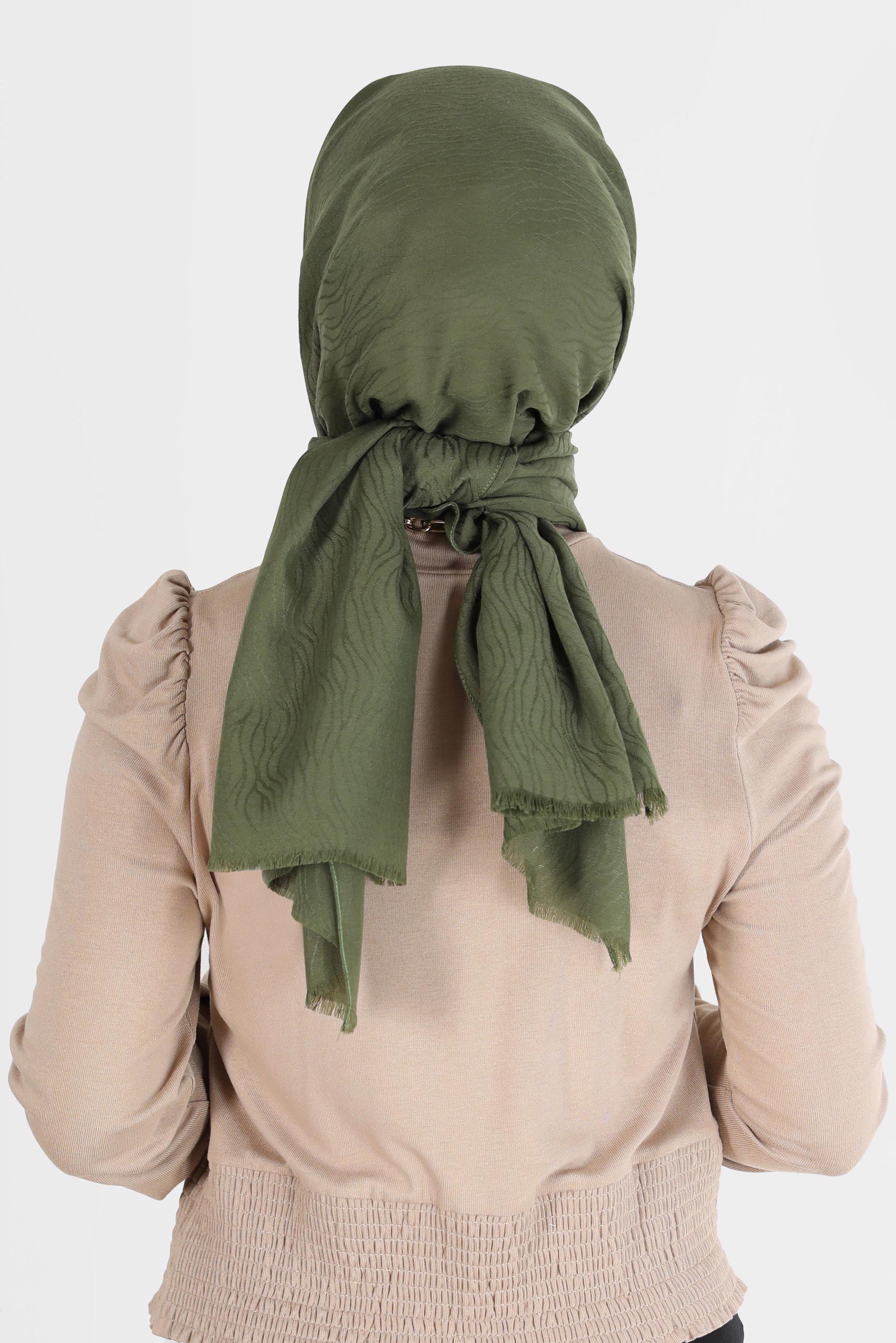 Tesettür giyim HAKİ 8062 ALVİNA AĞAÇ KABUĞU ŞAL (PRM)