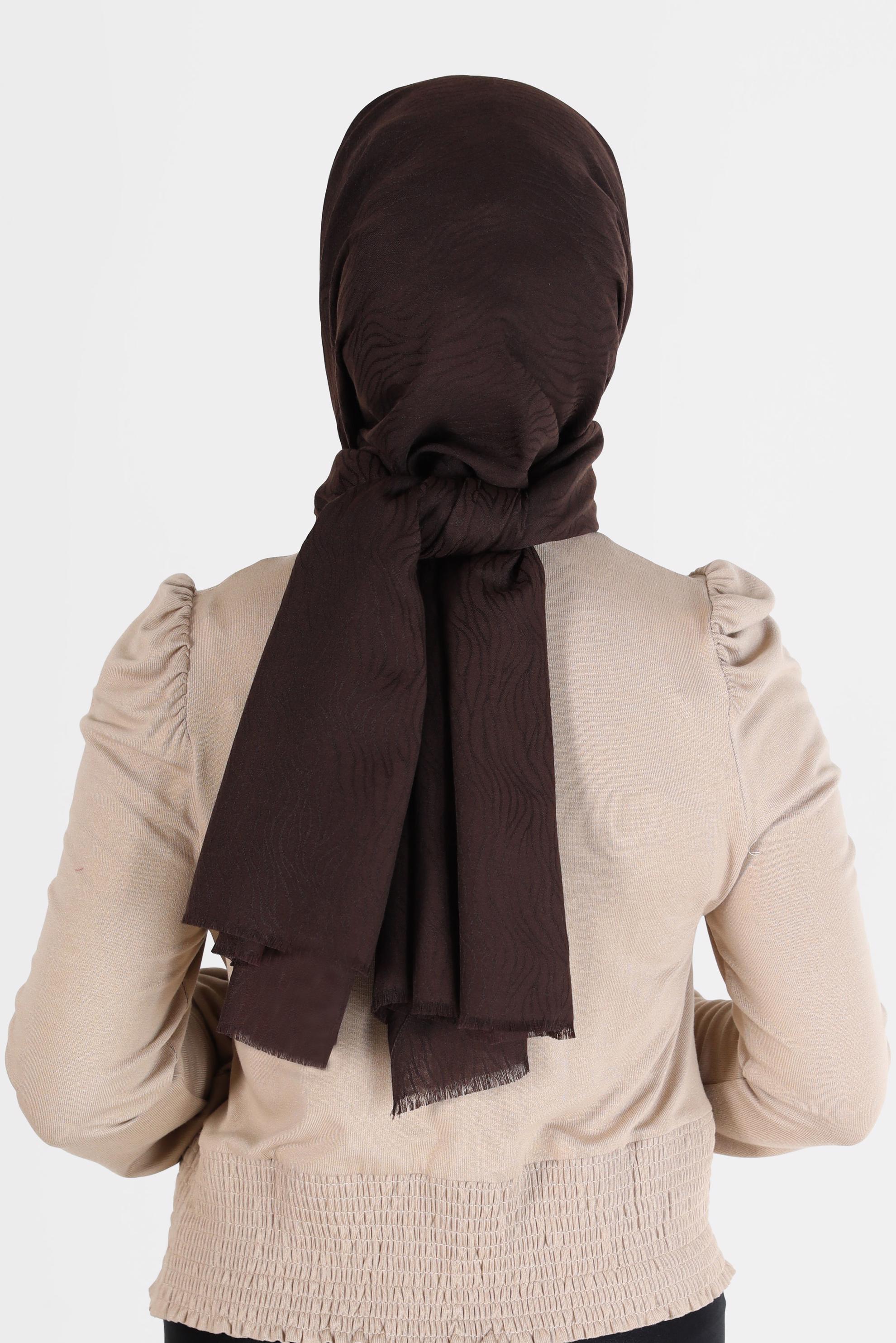 Tesettür giyim KAHVE 8062 ALVİNA AĞAÇ KABUĞU ŞAL (PRM)