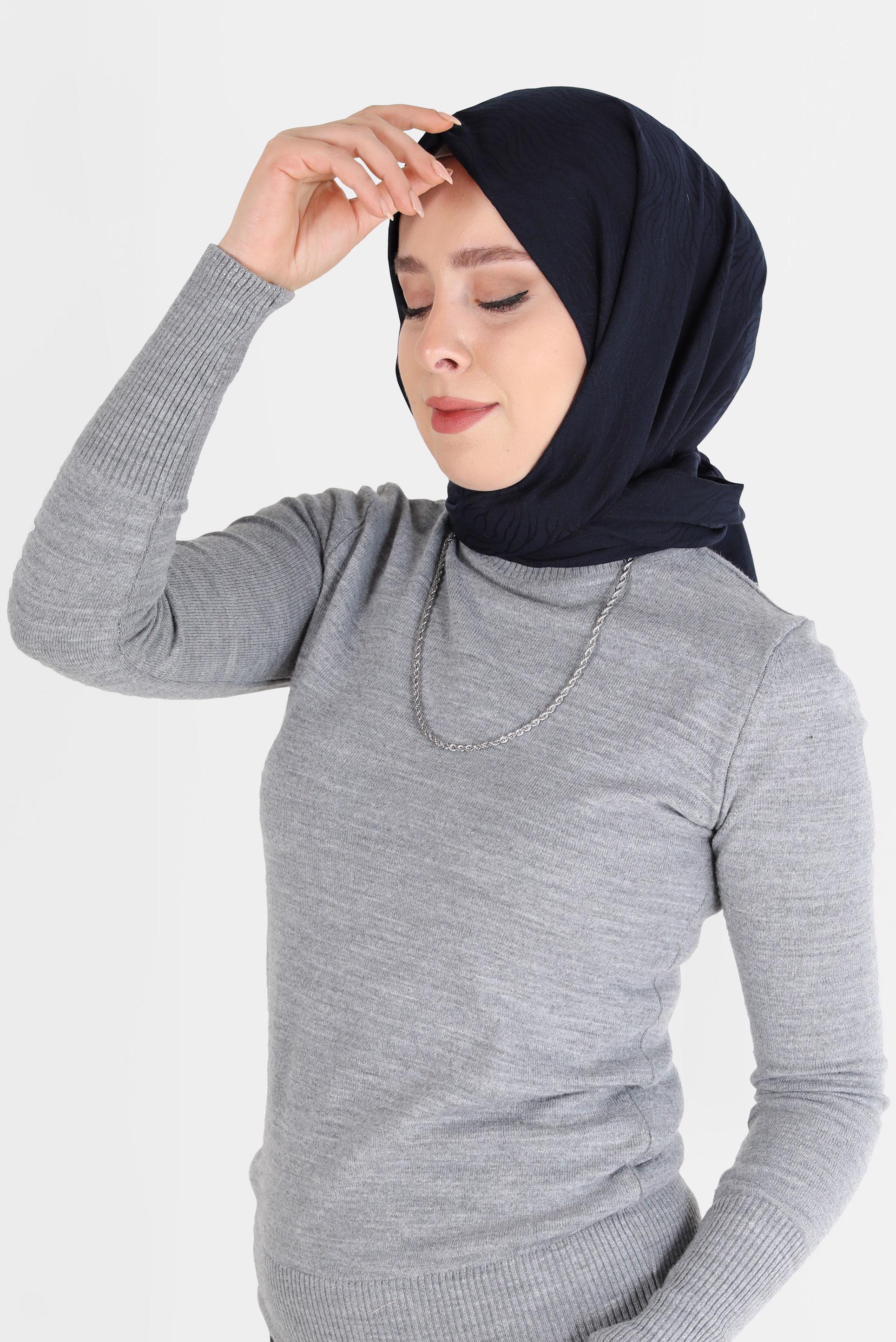 Tesettür giyim LACİVERT 8062 ALVİNA AĞAÇ KABUĞU ŞAL (PRM)