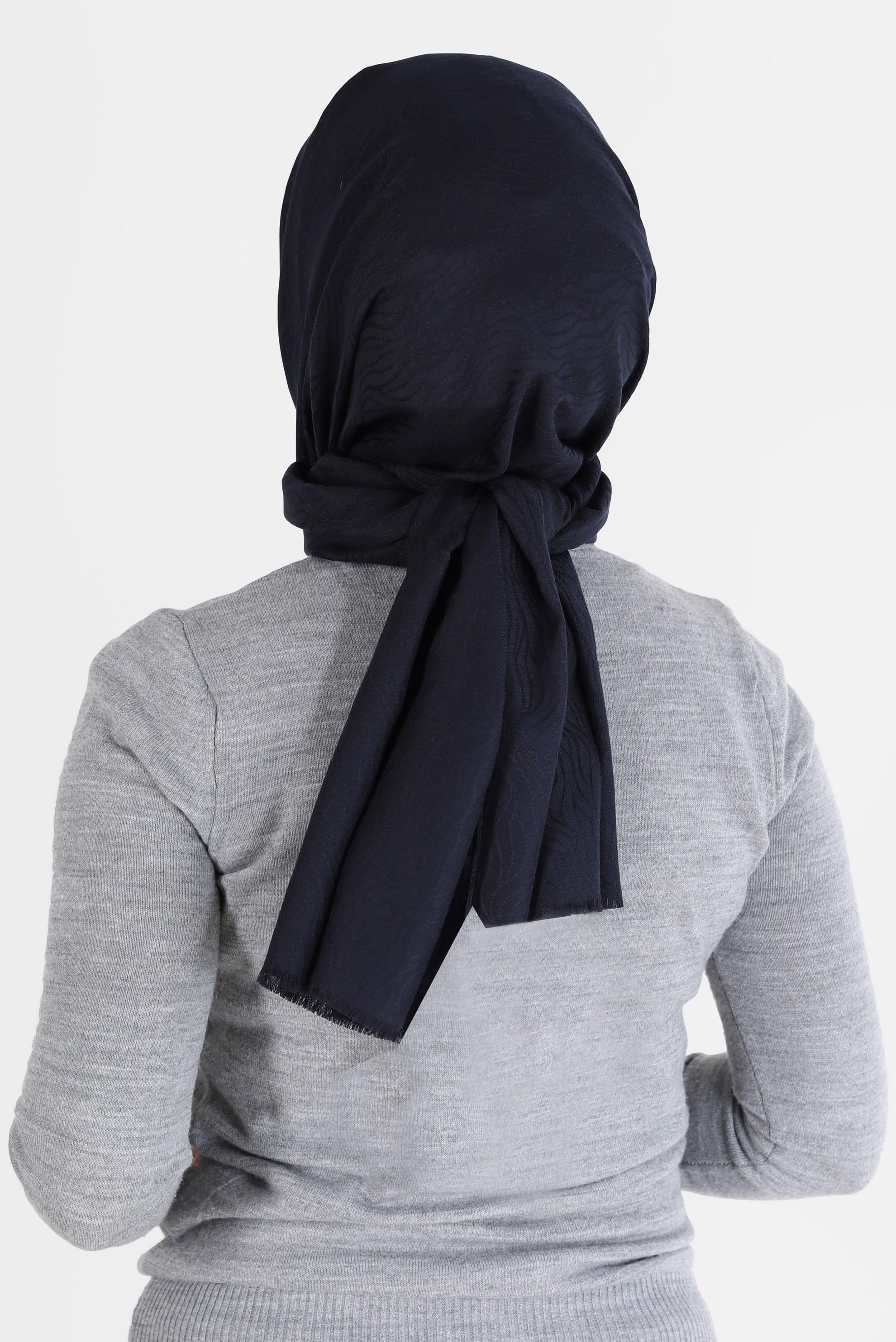 Tesettür giyim LACİVERT 8062 ALVİNA AĞAÇ KABUĞU ŞAL (PRM)