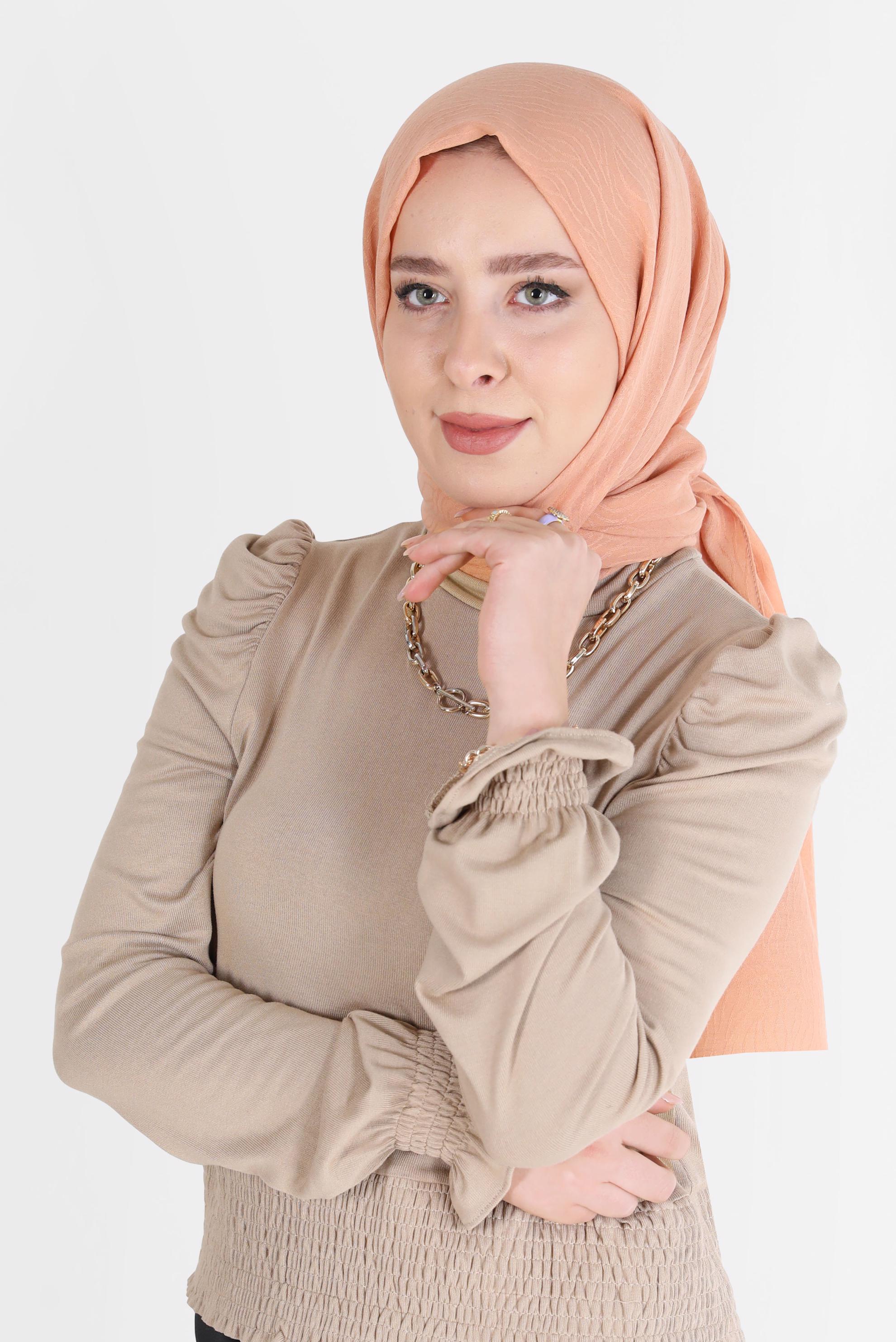 Tesettür giyim PUDRA 8062 ALVİNA AĞAÇ KABUĞU ŞAL (PRM)