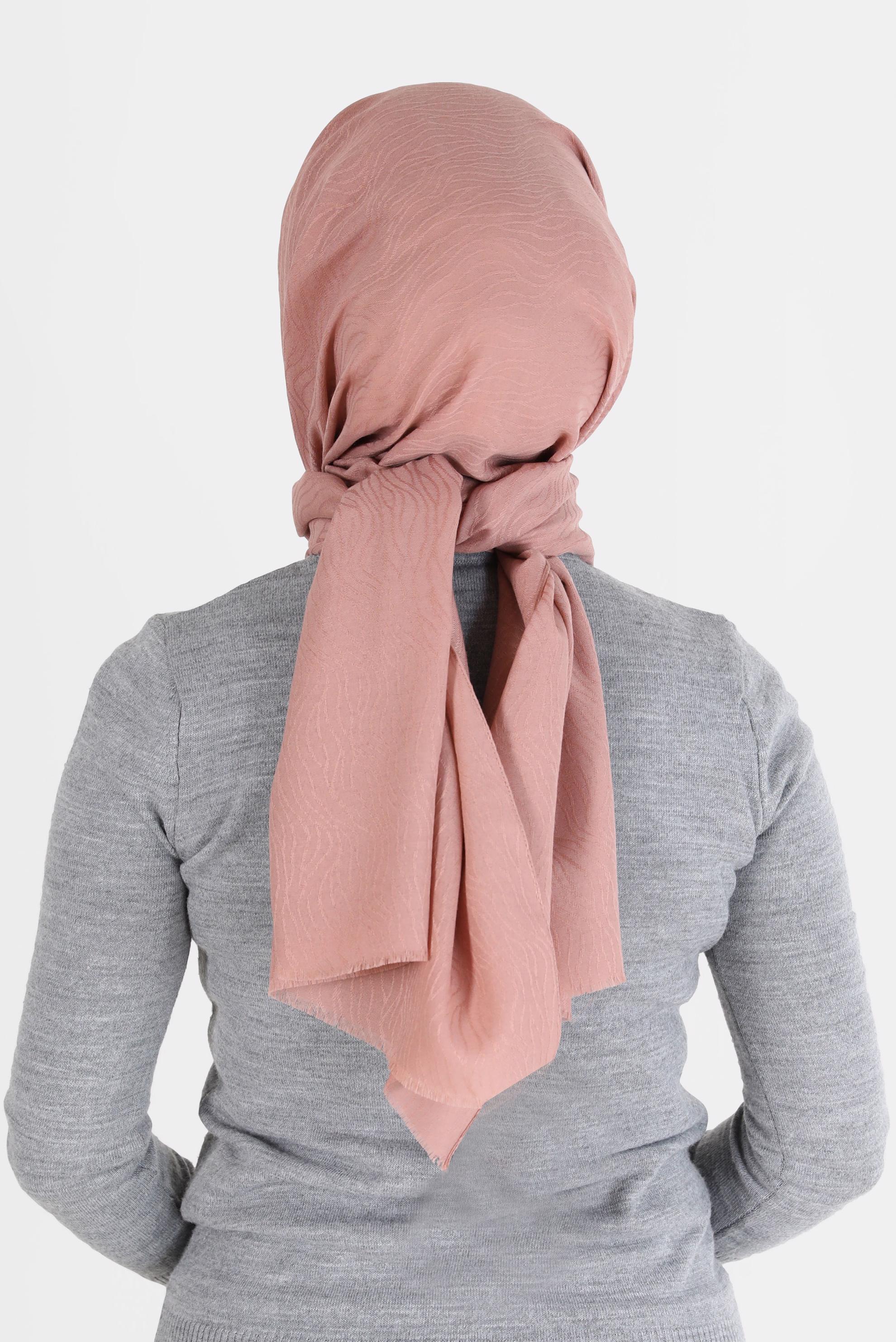 Tesettür giyim PEMBE 8062 ALVİNA AĞAÇ KABUĞU ŞAL (PRM)