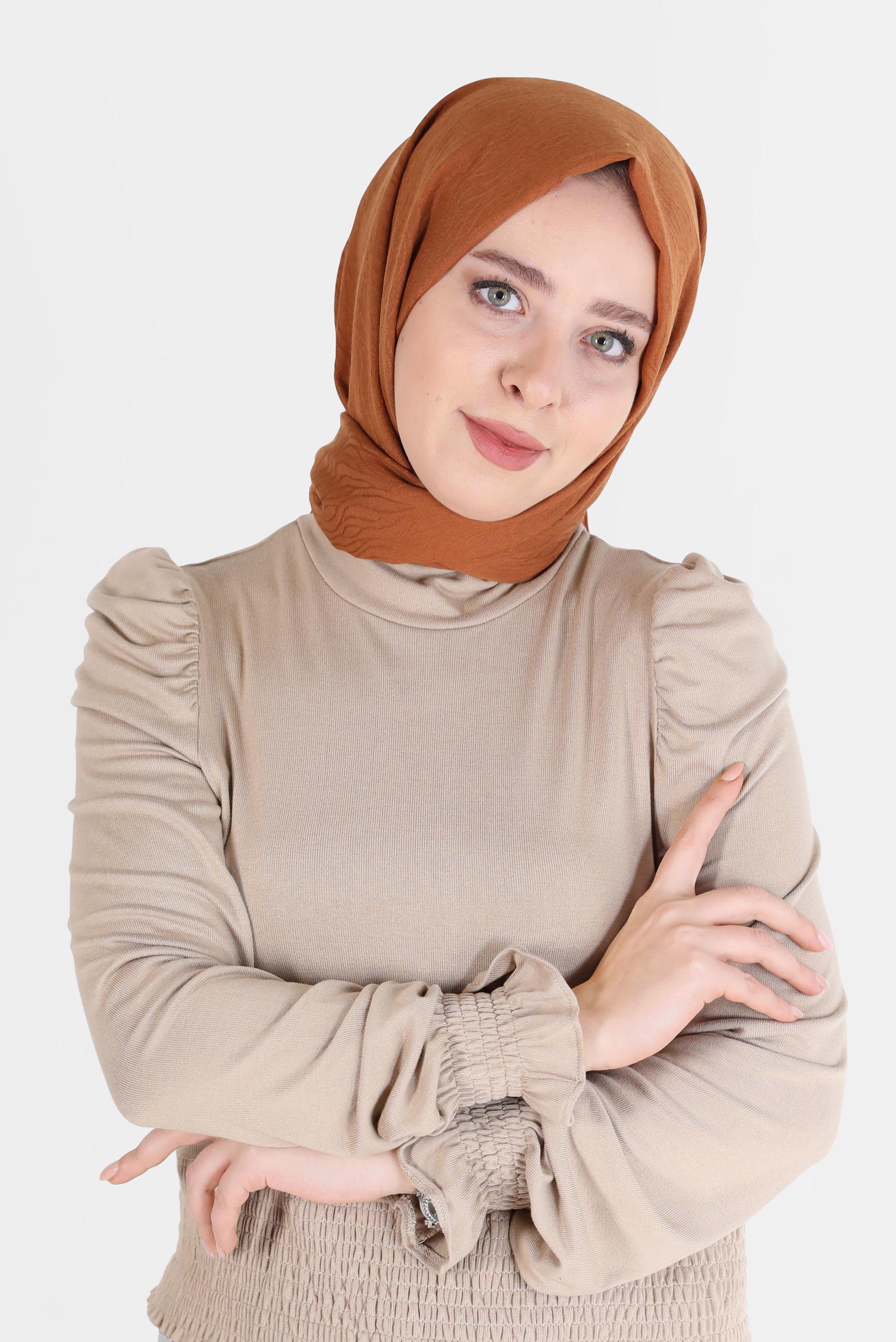 Tesettür giyim KAHVE 8062 ALVİNA AĞAÇ KABUĞU ŞAL (PRM)