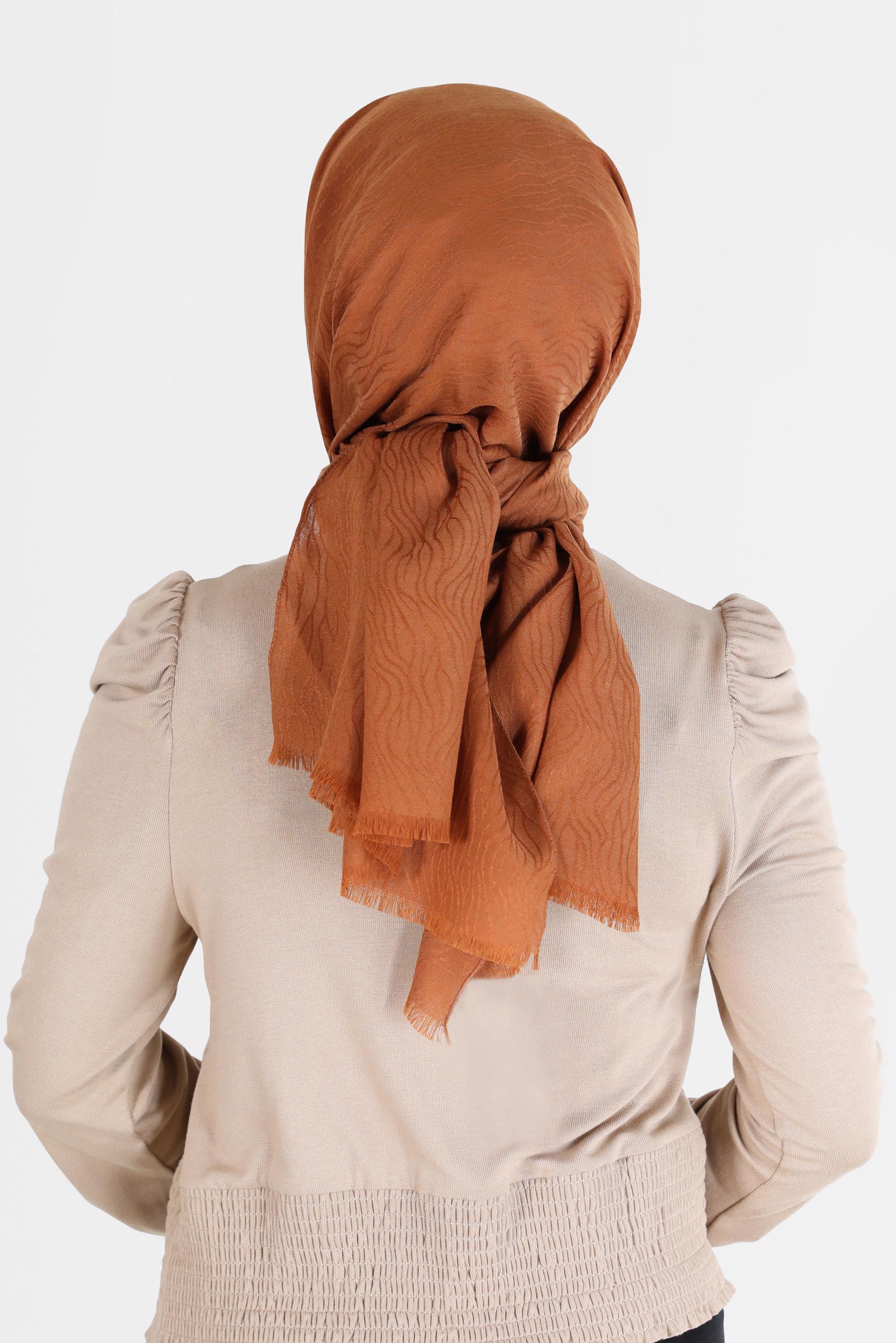 Tesettür giyim KAHVE 8062 ALVİNA AĞAÇ KABUĞU ŞAL (PRM)