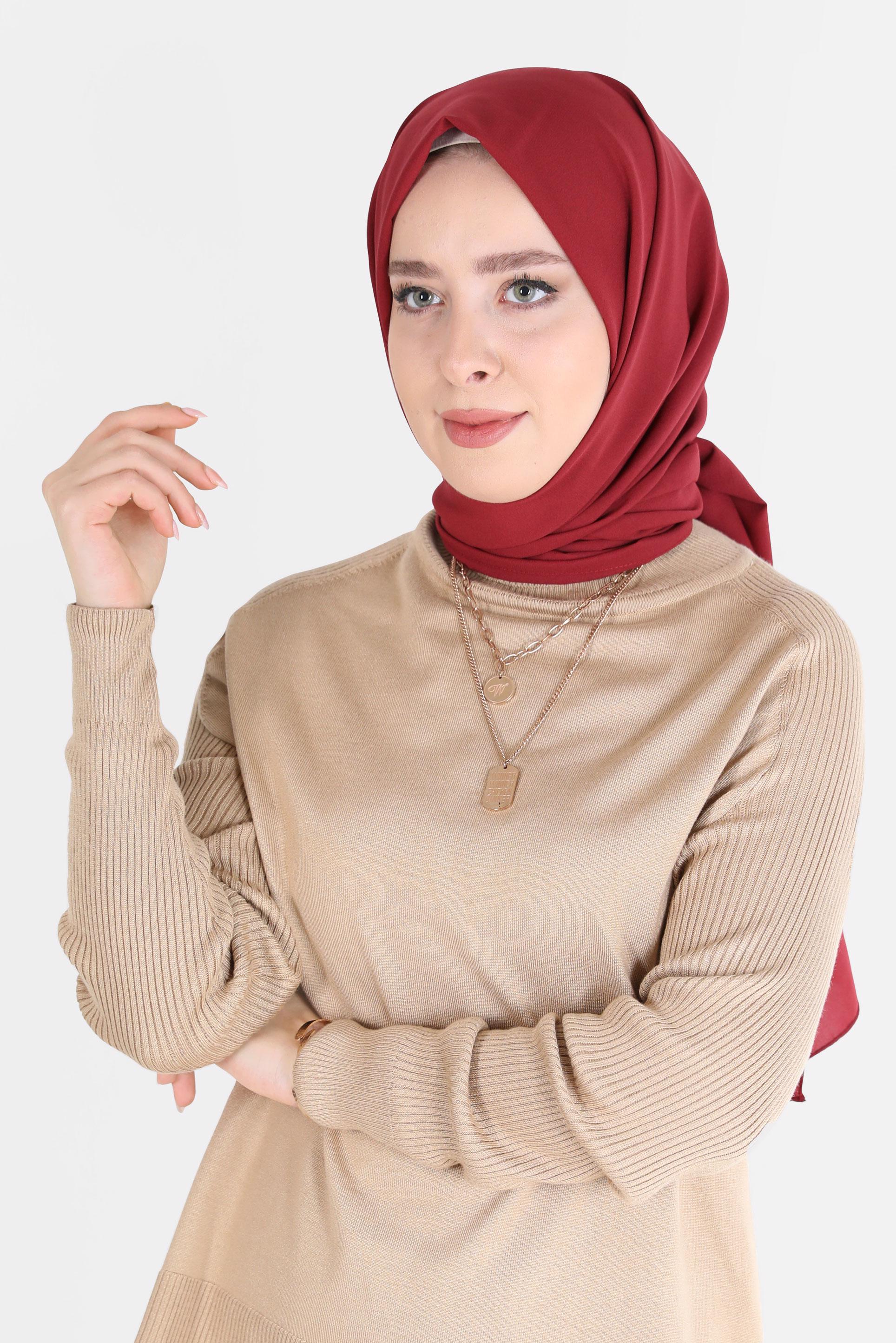 Tesettür giyim KIRMIZI ALVİNA İNCE MEDİNE ŞAL 8063 
