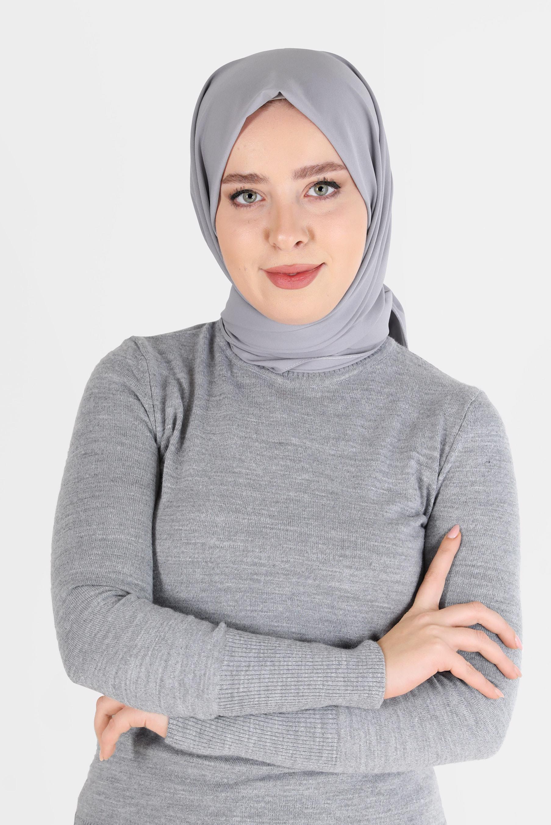 Tesettür giyim GRİ ALVİNA İNCE MEDİNE ŞAL 8063 