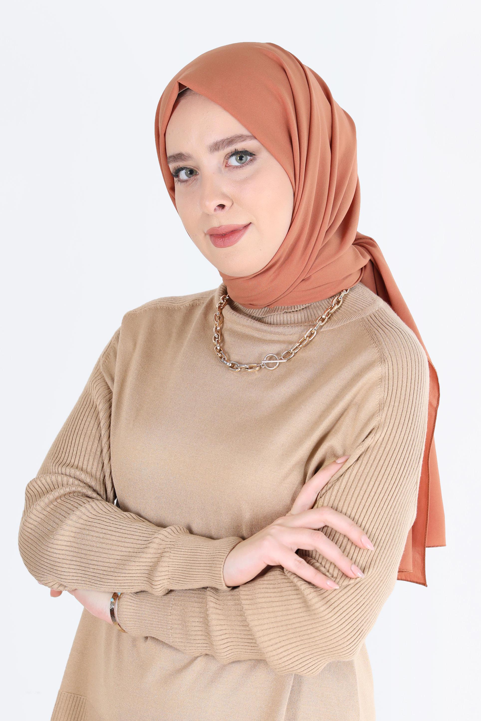 Tesettür giyim TURUNCU ALVİNA İNCE MEDİNE ŞAL 8063 