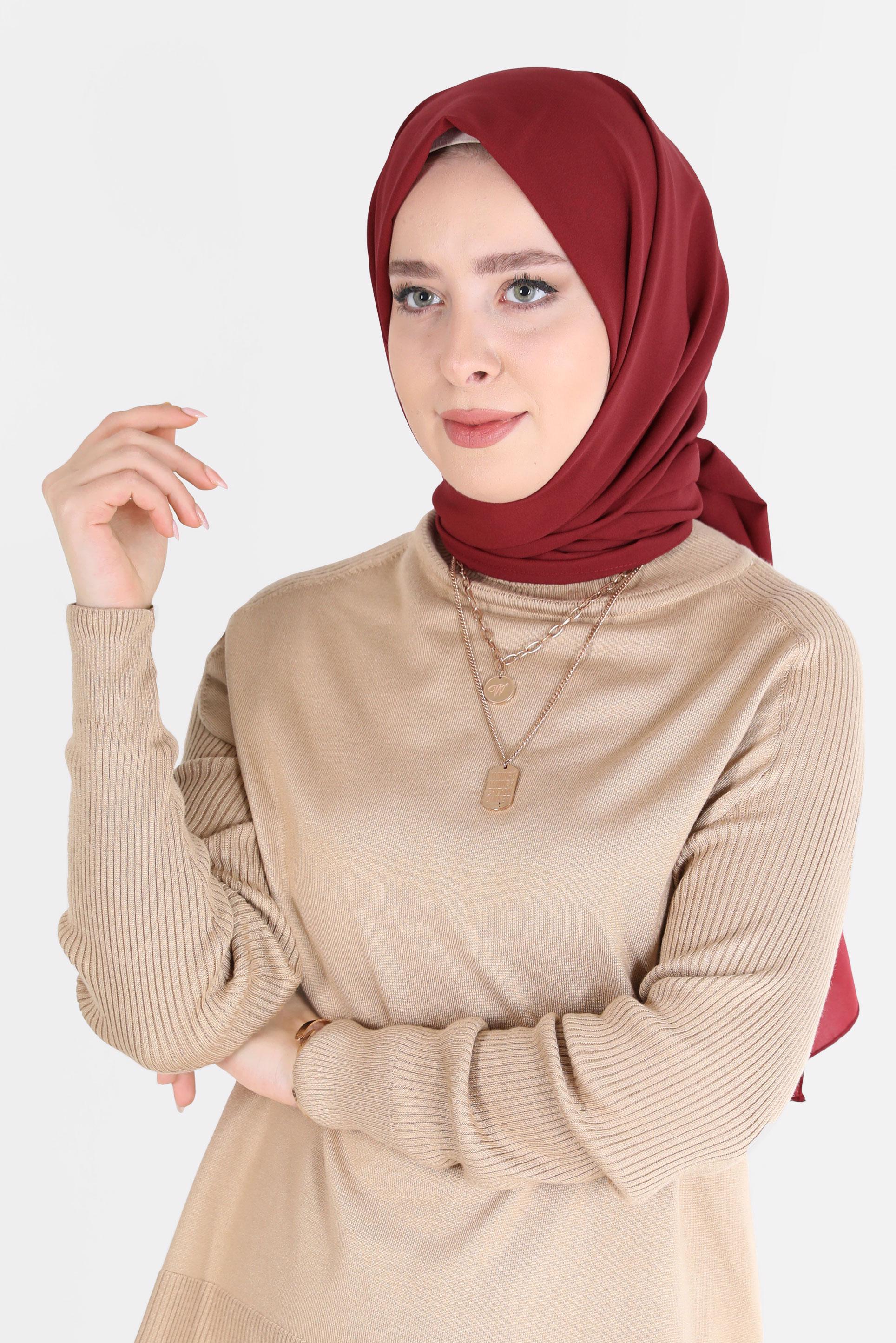 Tesettür giyim BORDO ALVİNA İNCE MEDİNE ŞAL 8063 