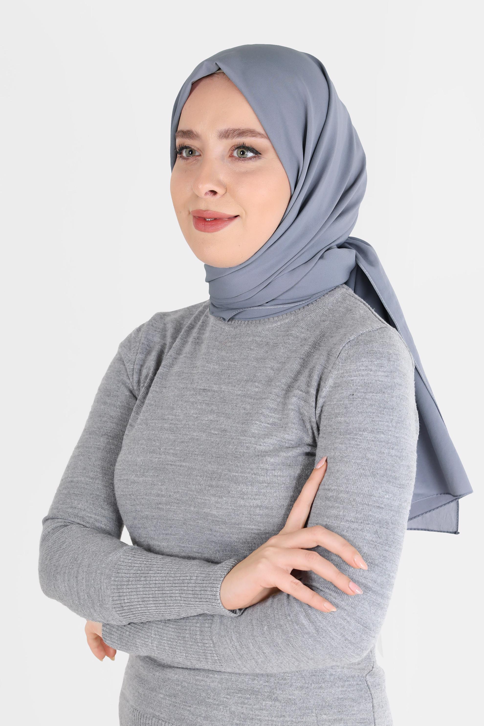 Tesettür giyim GRİ ALVİNA İNCE MEDİNE ŞAL 8063 