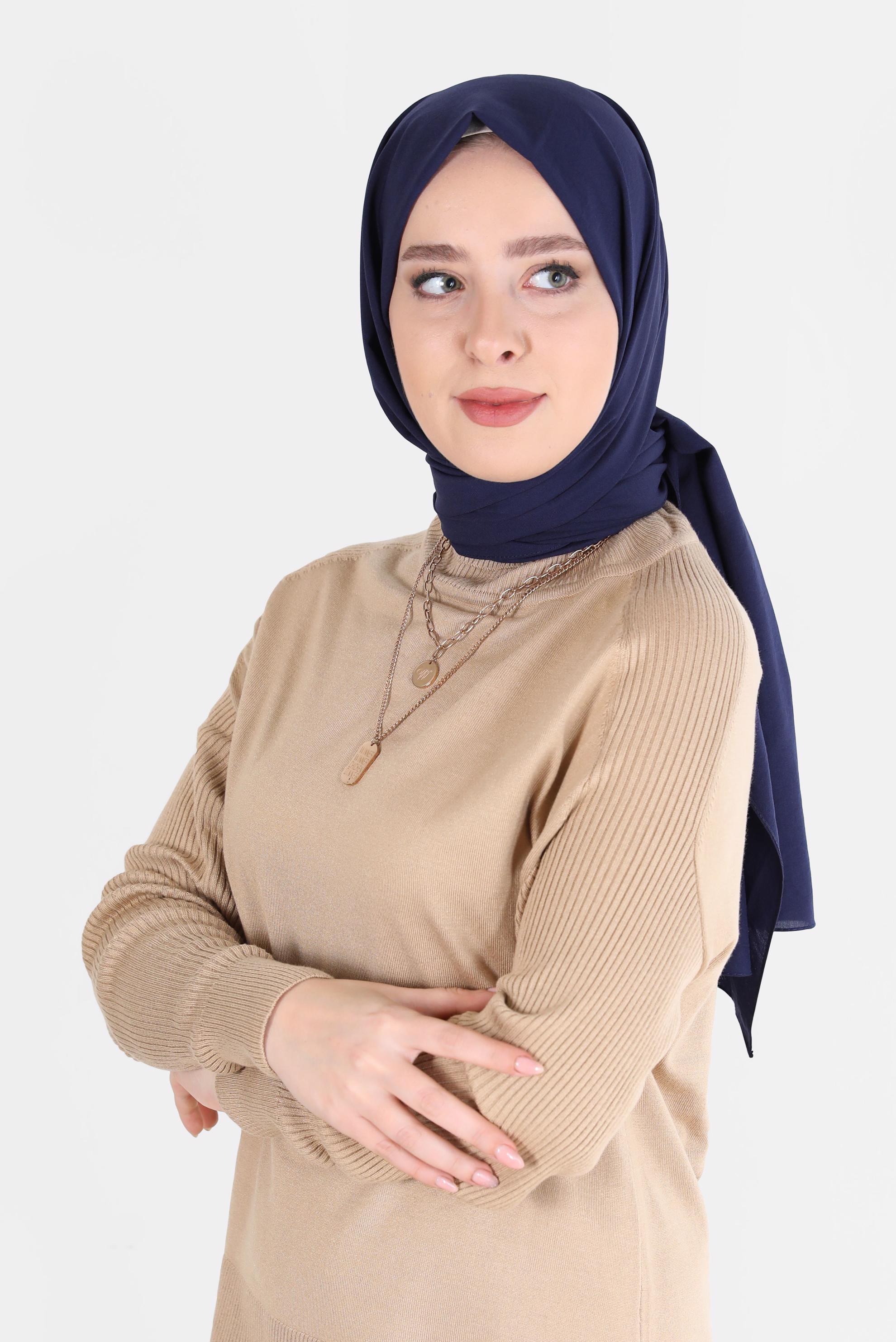 Tesettür giyim LACİVERT ALVİNA İNCE MEDİNE ŞAL 8063 