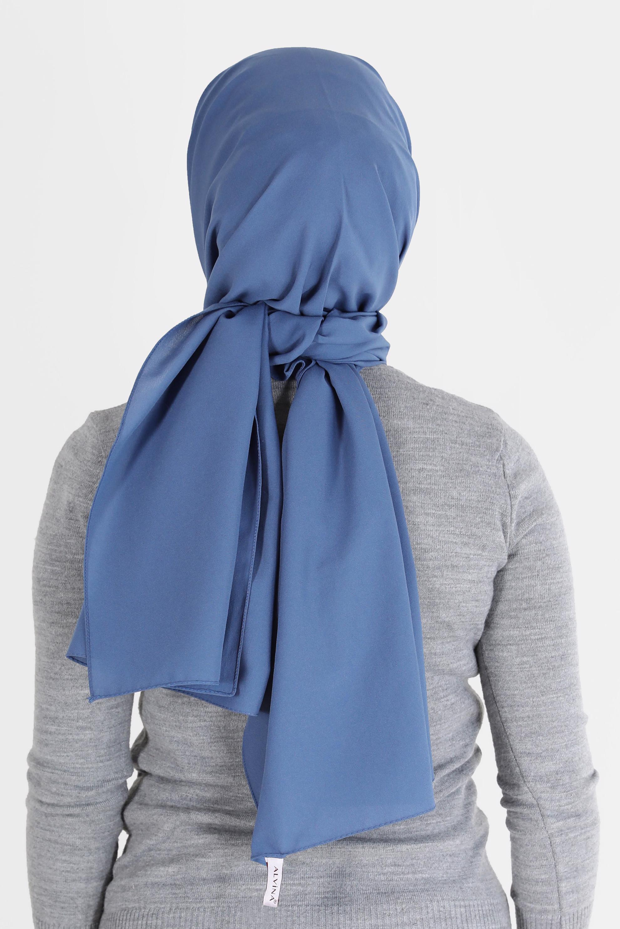 Tesettür giyim MAVİ ALVİNA İNCE MEDİNE ŞAL 8063 