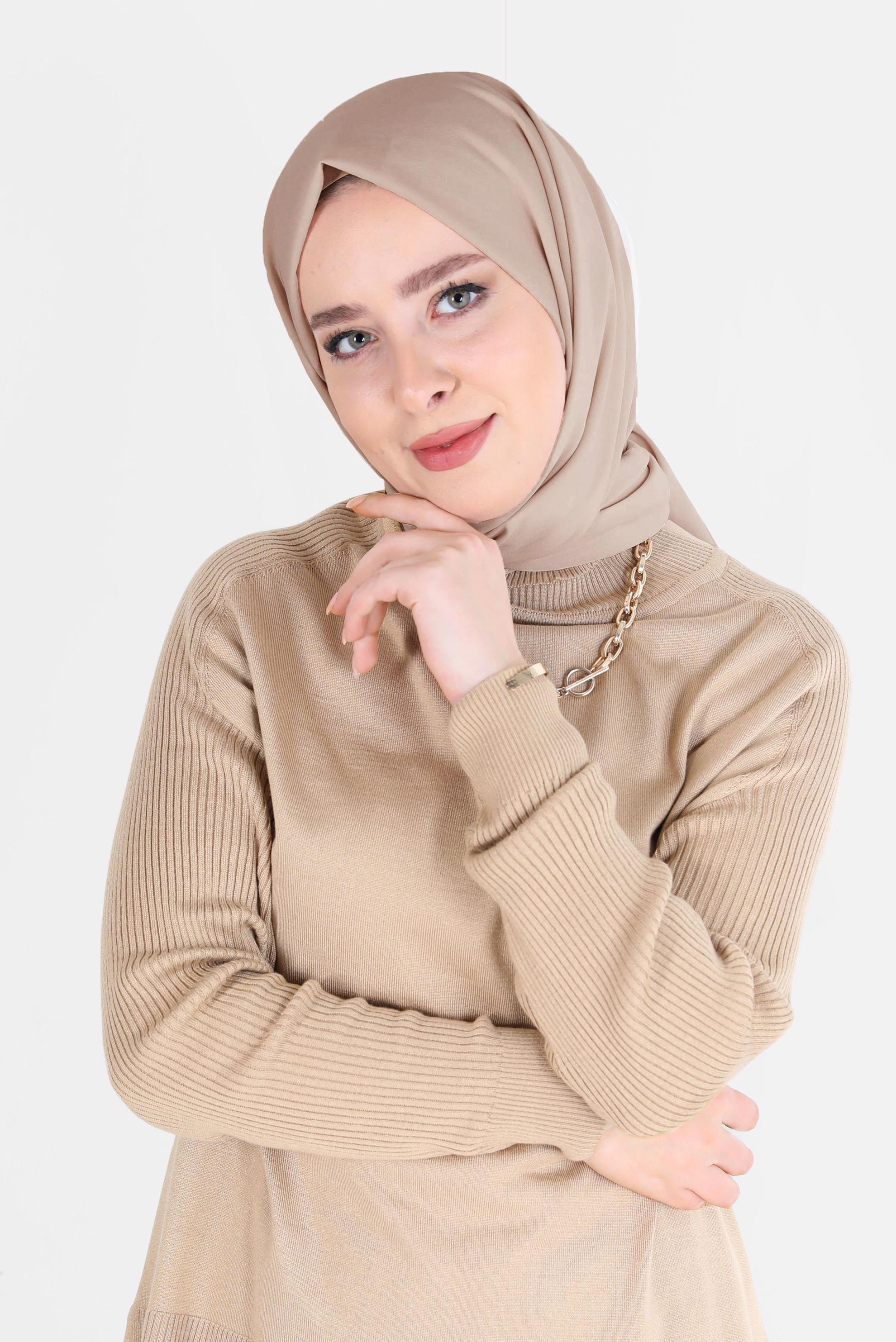 Tesettür giyim VİZON ALVİNA İNCE MEDİNE ŞAL 8063 