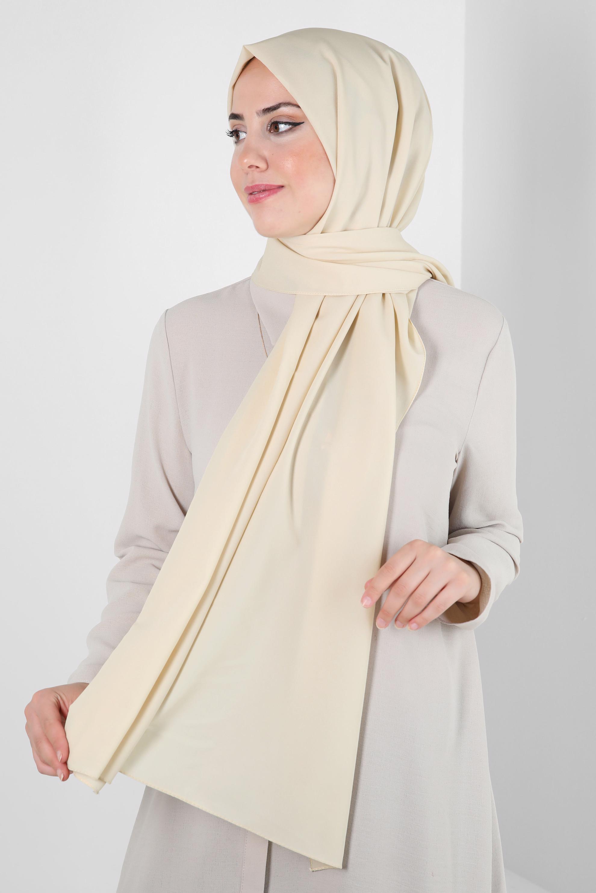 Tesettür giyim BEJ ALVİNA İNCE MEDİNE ŞAL 8063 