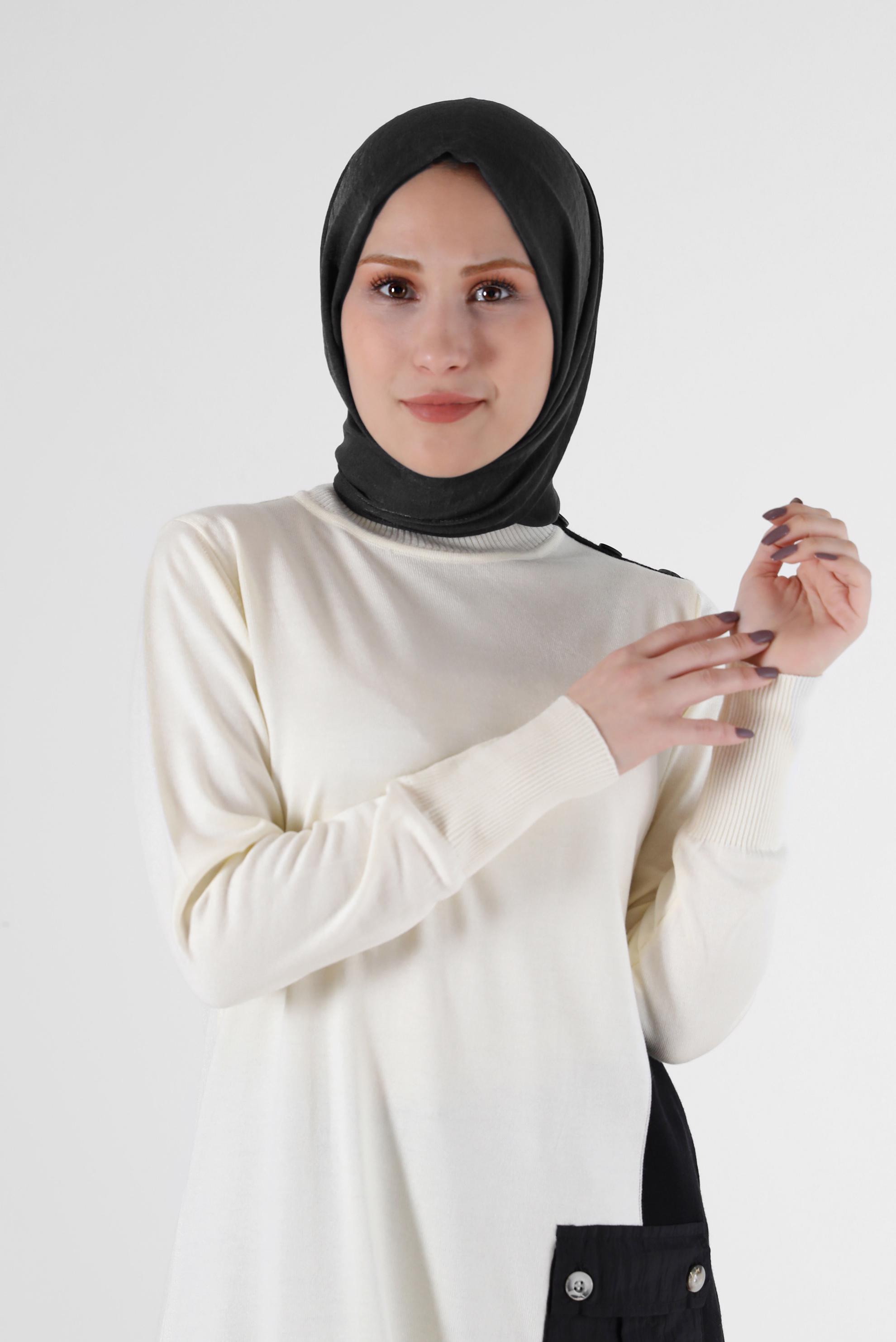 Tesettür giyim SİYAH ALVİNA ŞAL 8064 