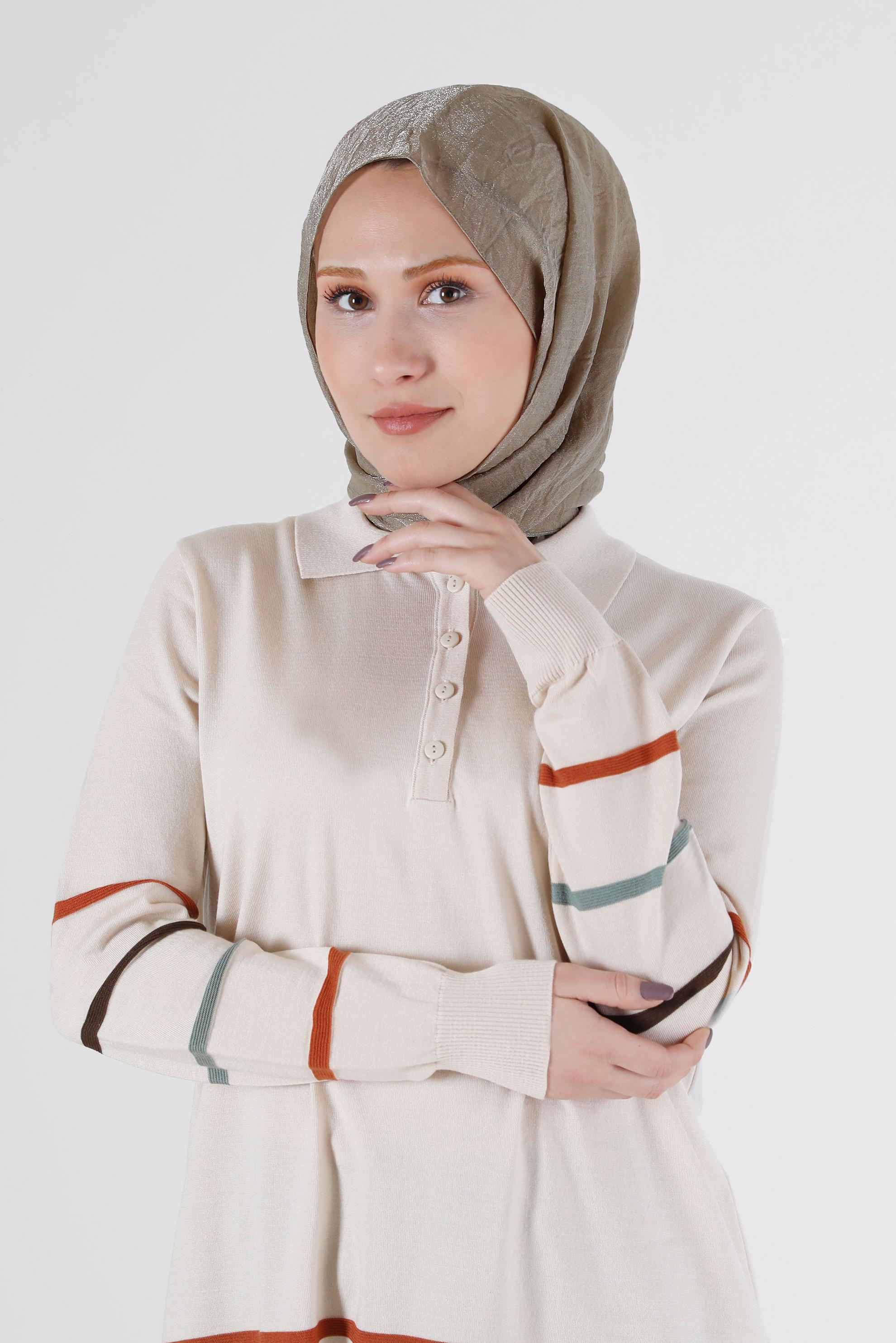 Tesettür giyim BEJ ALVİNA ŞAL 8064 