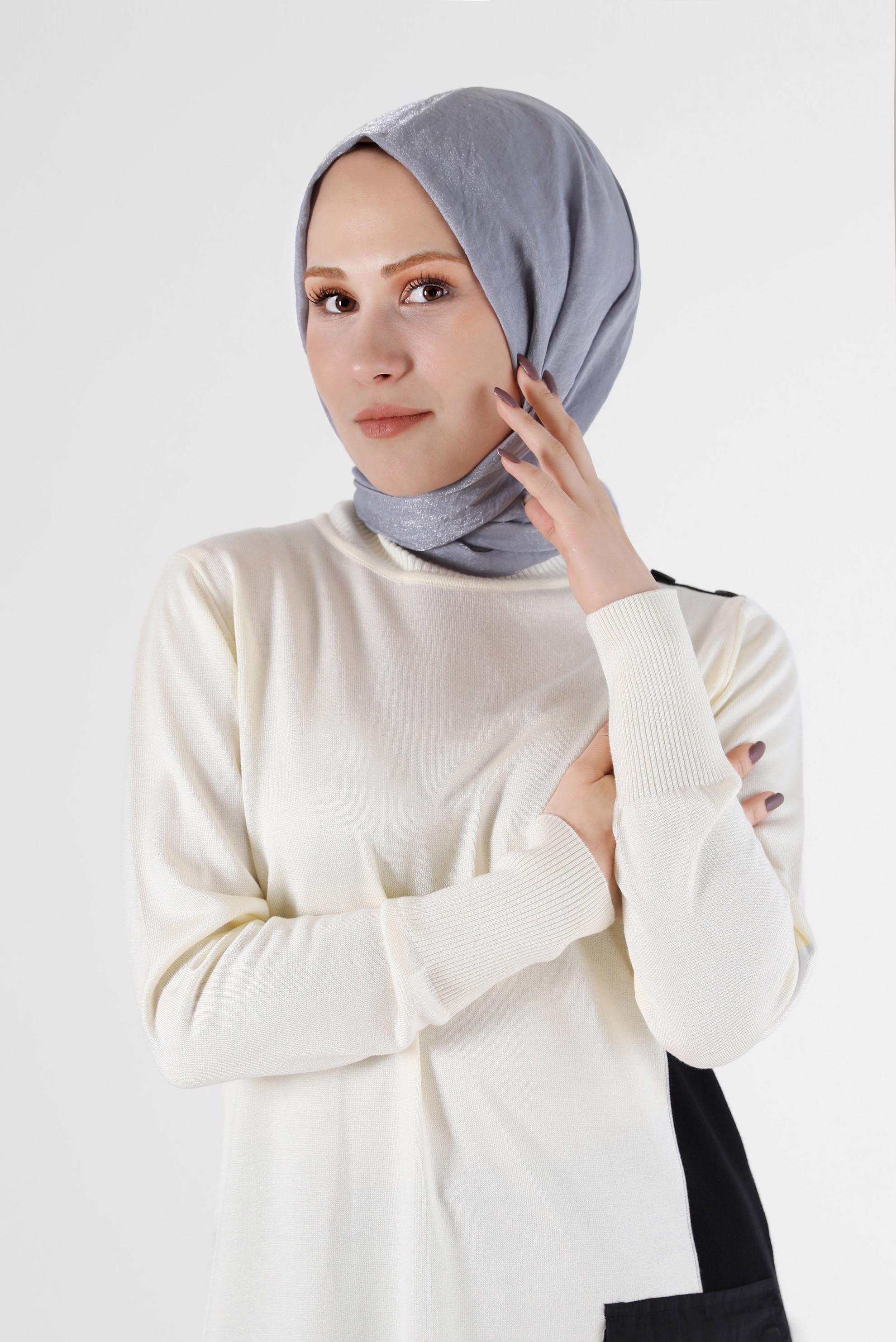 Vêtements hijab GRIS CHÂLE ALVİNA 8064