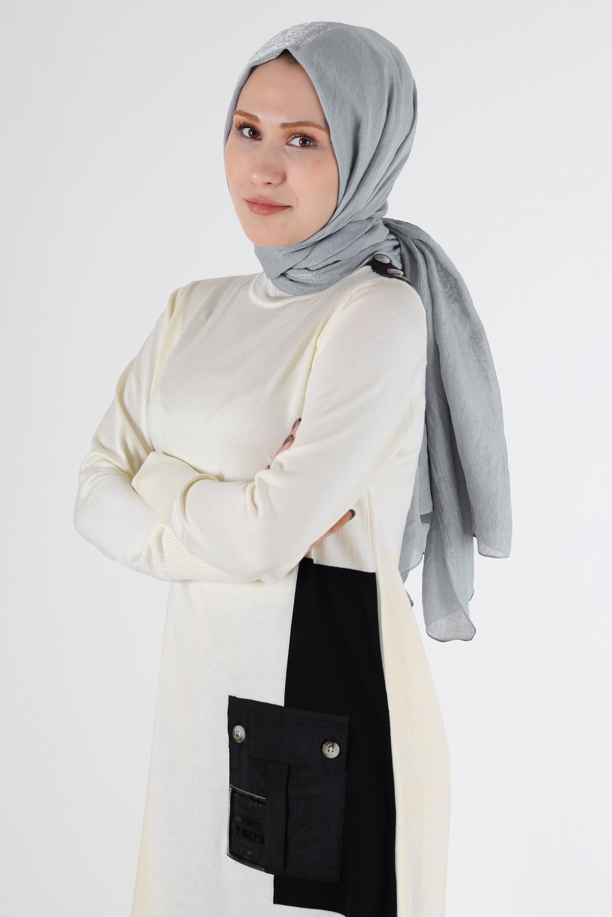 Tesettür giyim GÜMÜŞ ALVİNA ŞAL 8064 
