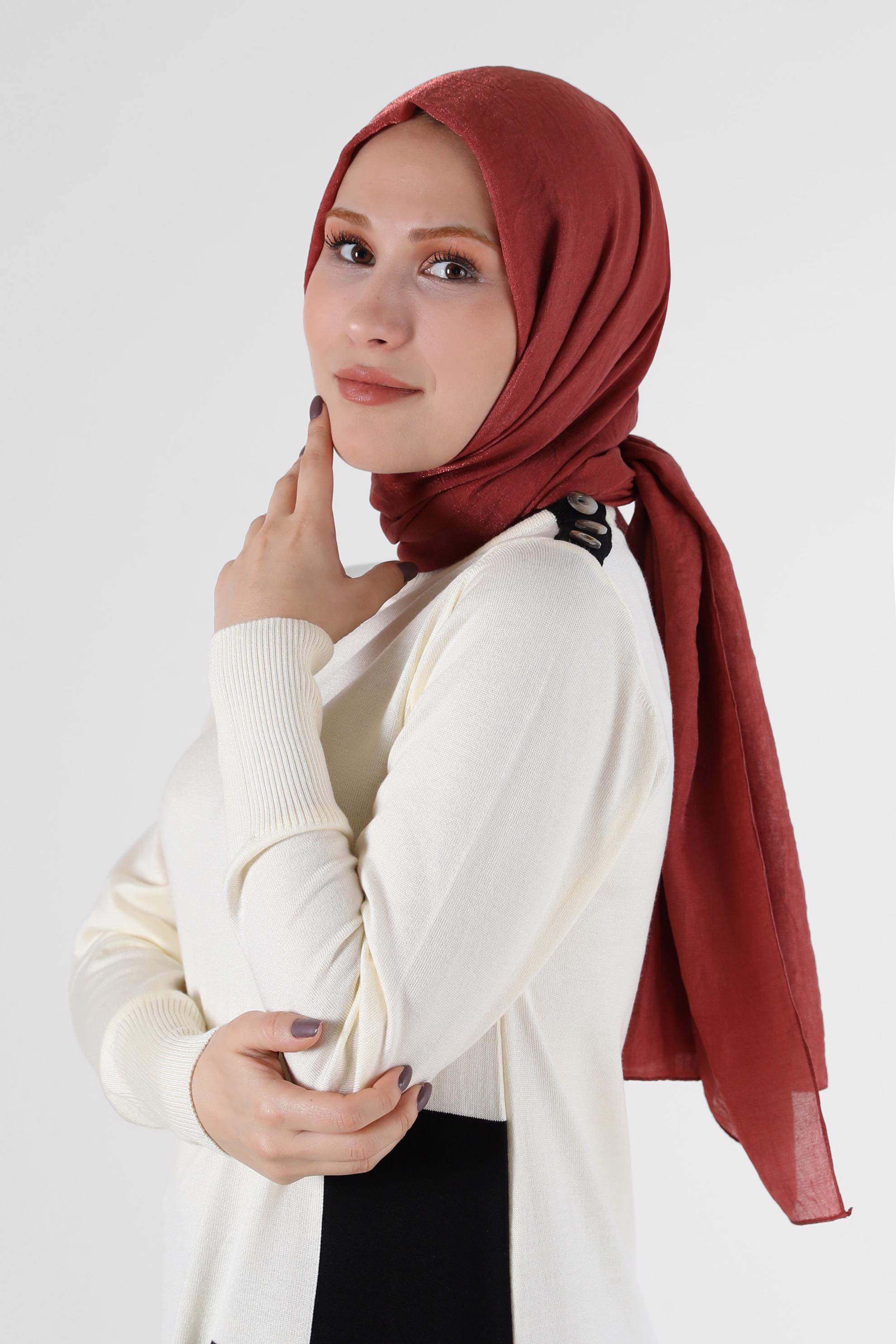 Tesettür giyim TURUNCU ALVİNA ŞAL 8064 