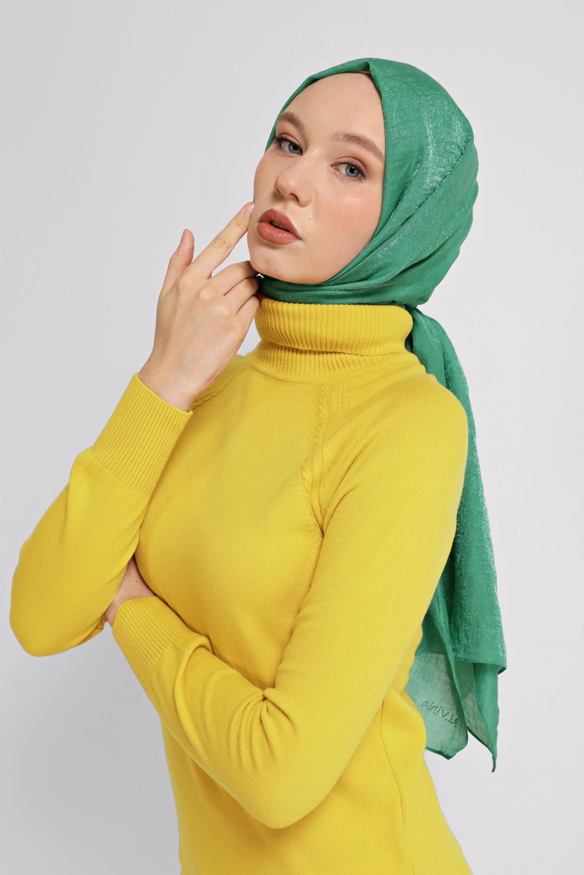 Tesettür giyim YEŞİL ALVİNA ŞAL 8064 