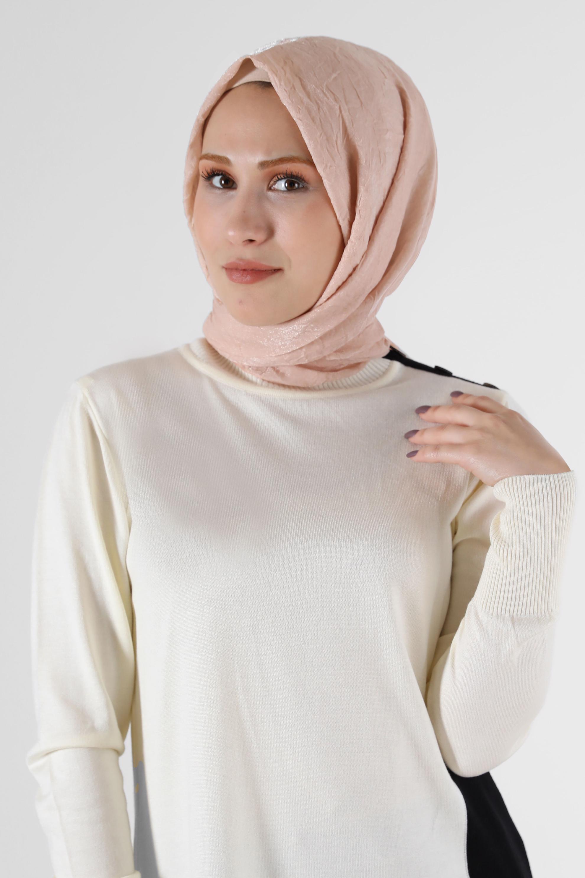 Tesettür giyim PUDRA ALVİNA ŞAL 8064 