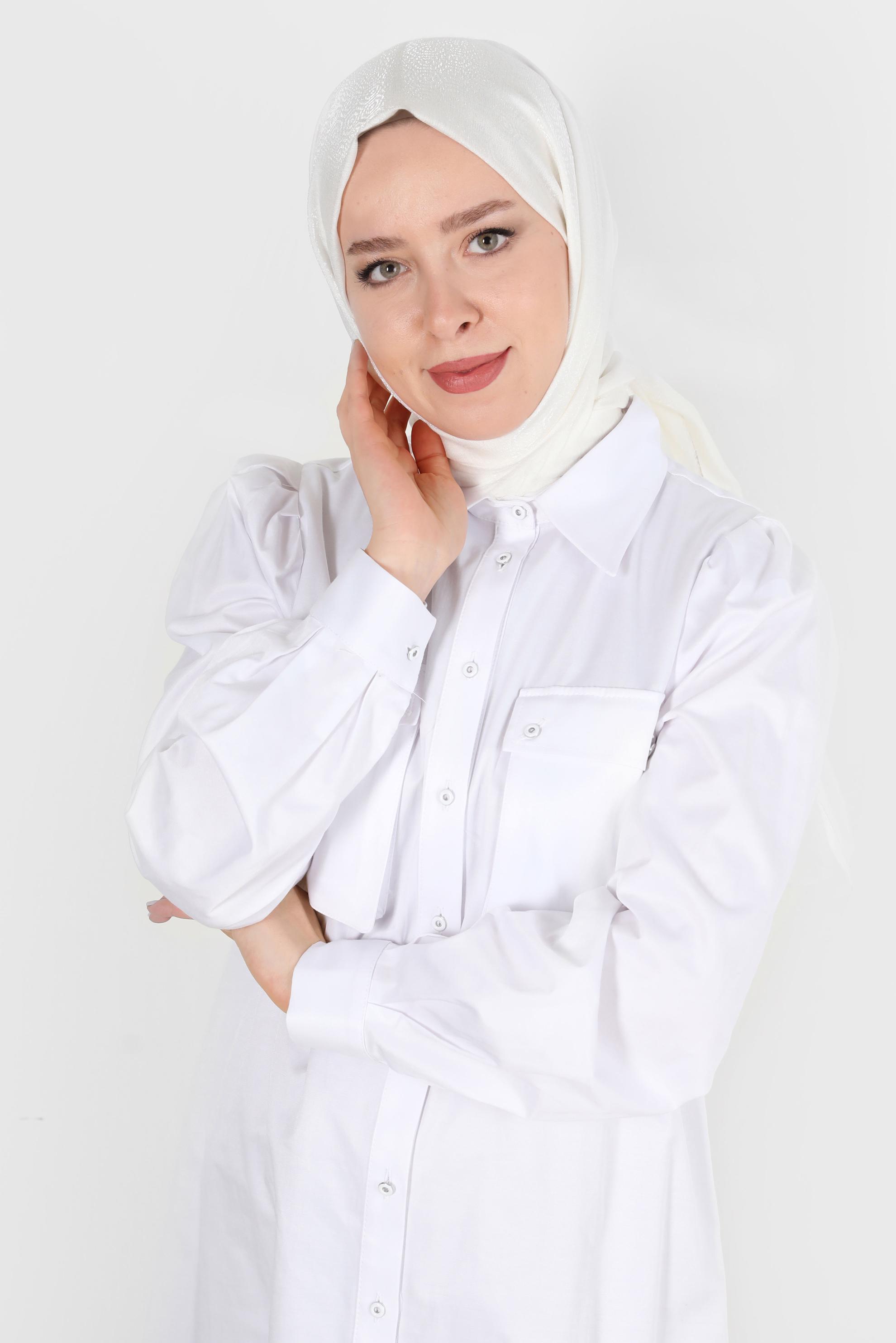 Tesettür giyim EKRU ALVİNA ŞAL 8065 