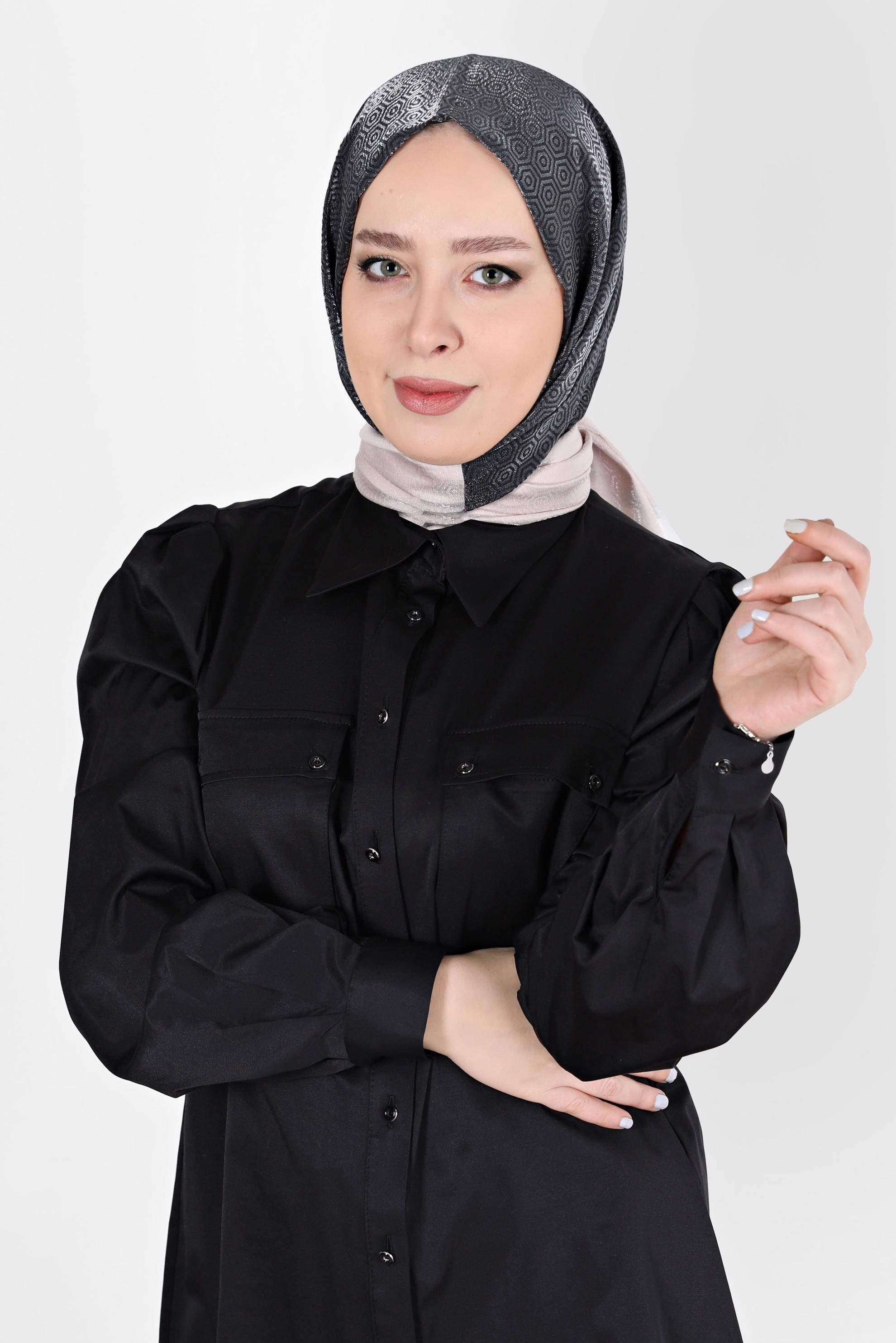 Tesettür giyim SİYAH ALVİNA ŞAL 8065 