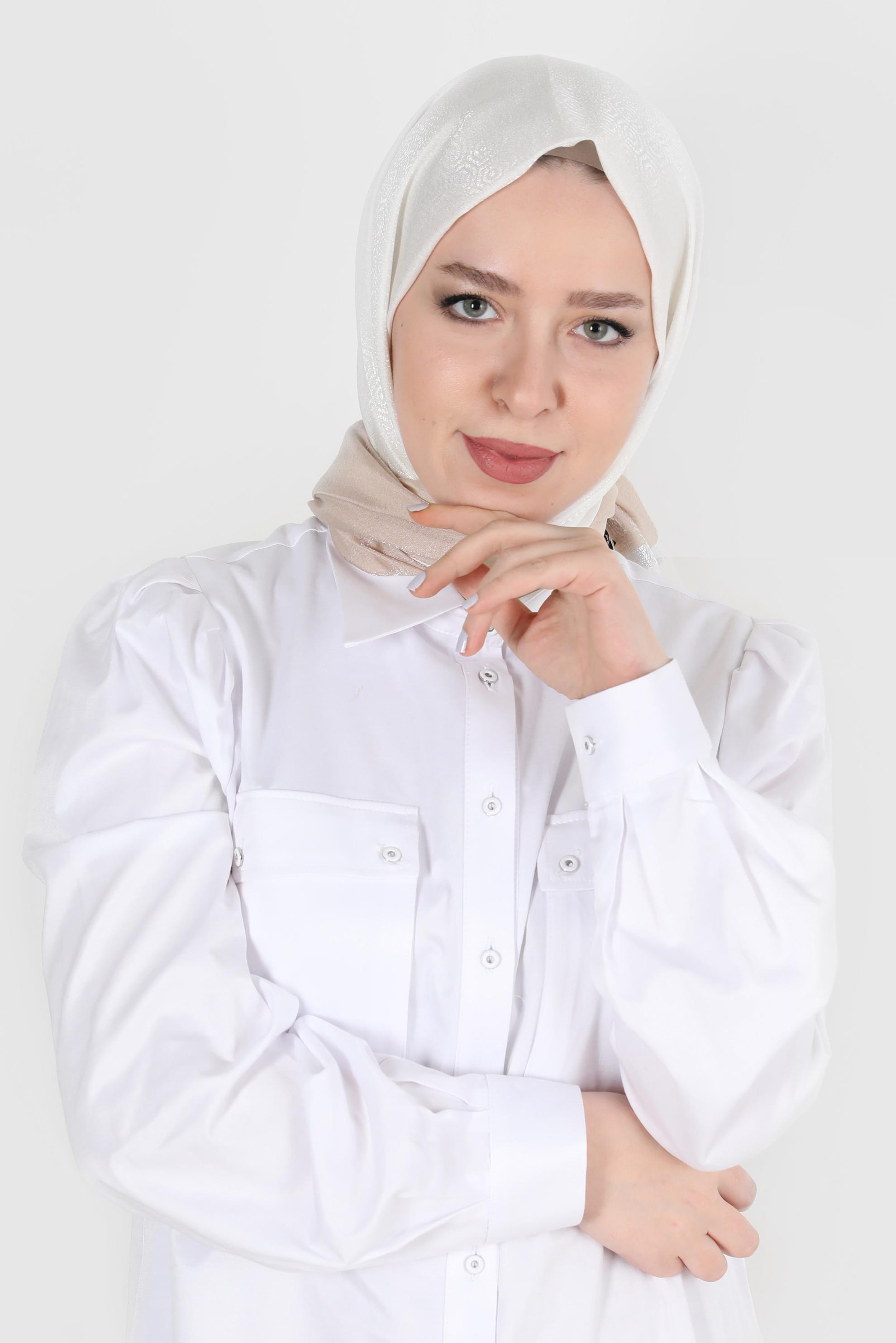 Tesettür giyim EKRU ALVİNA ŞAL 8065 