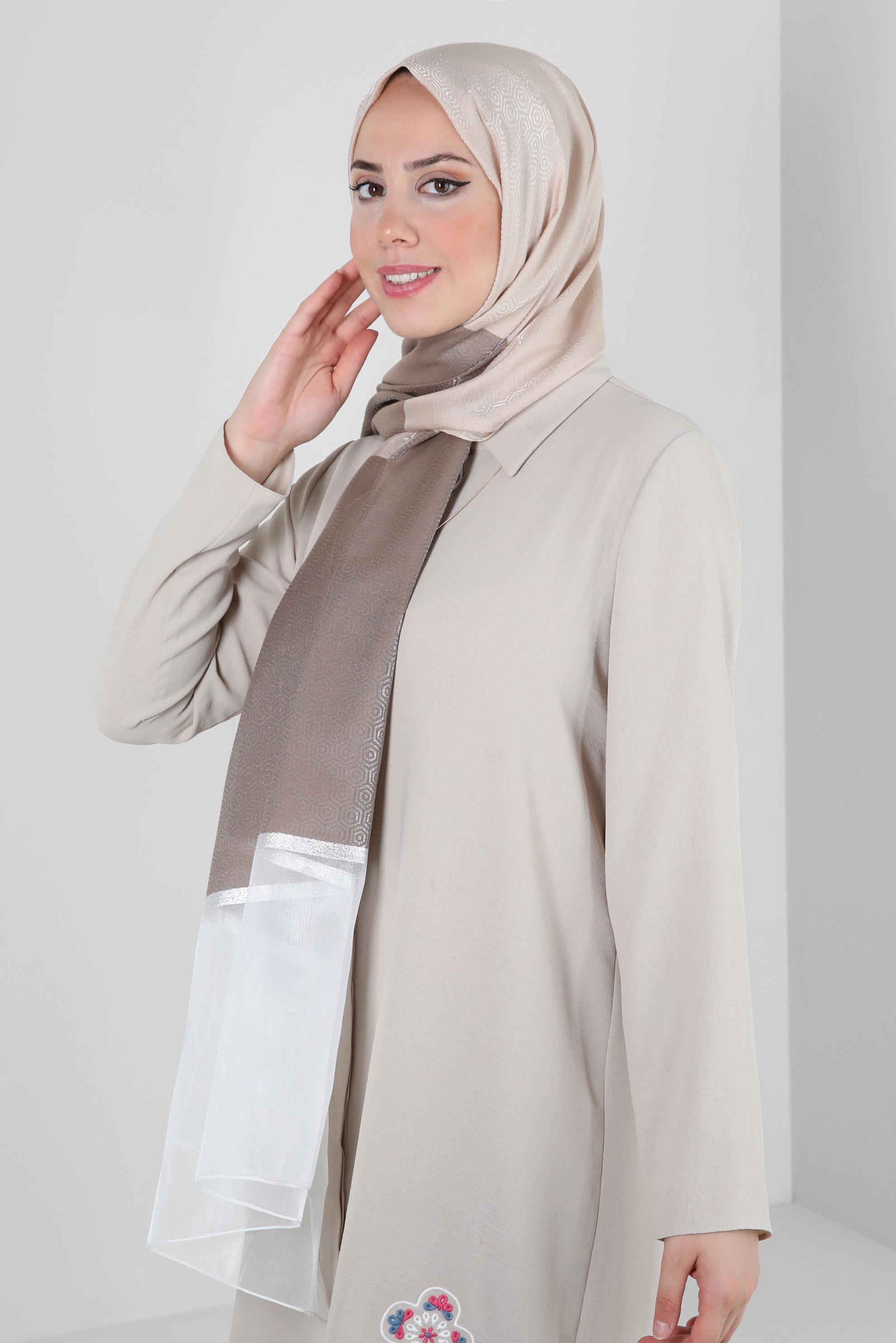 Tesettür giyim VİZON ALVİNA ŞAL 8065 