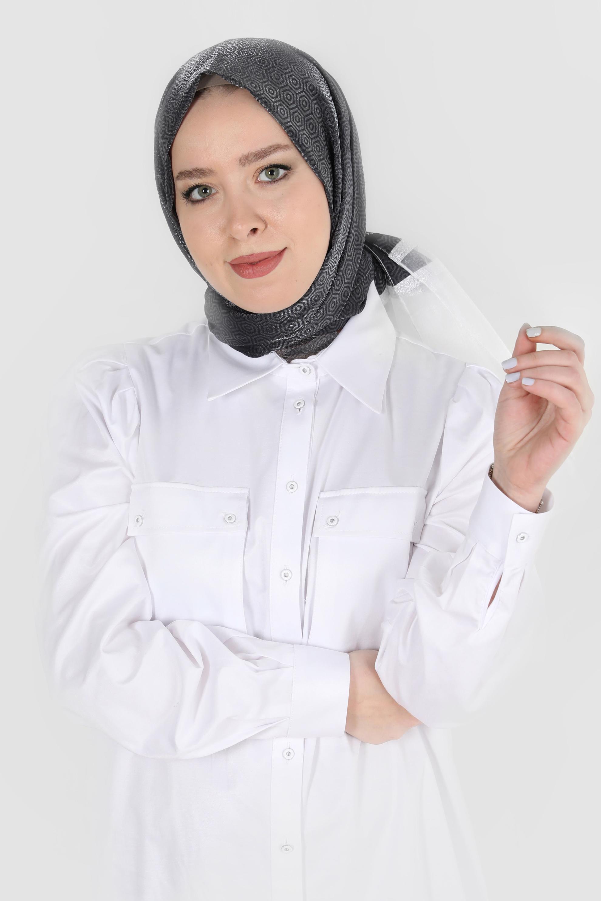 Tesettür giyim GÜMÜŞ ALVİNA ŞAL 8065 