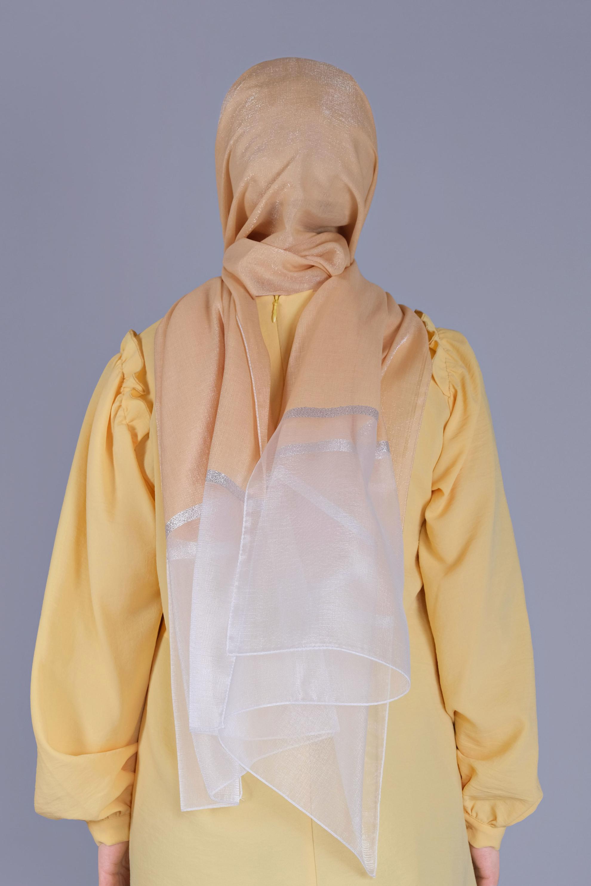 Tesettür giyim ALTIN ALVİNA SİMLİ ORGANZE ŞAL 8066 