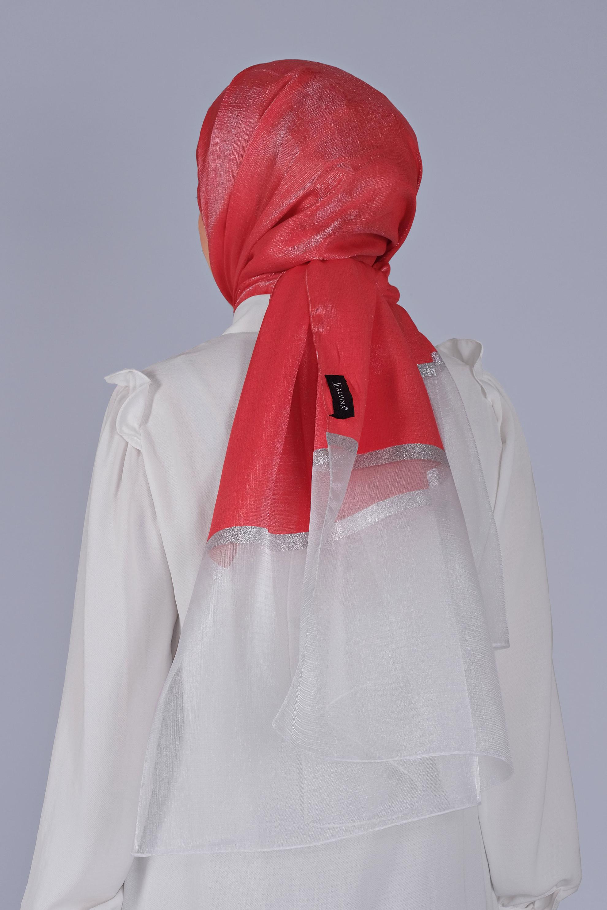 Tesettür giyim MERCAN ALVİNA SİMLİ ORGANZE ŞAL 8066 