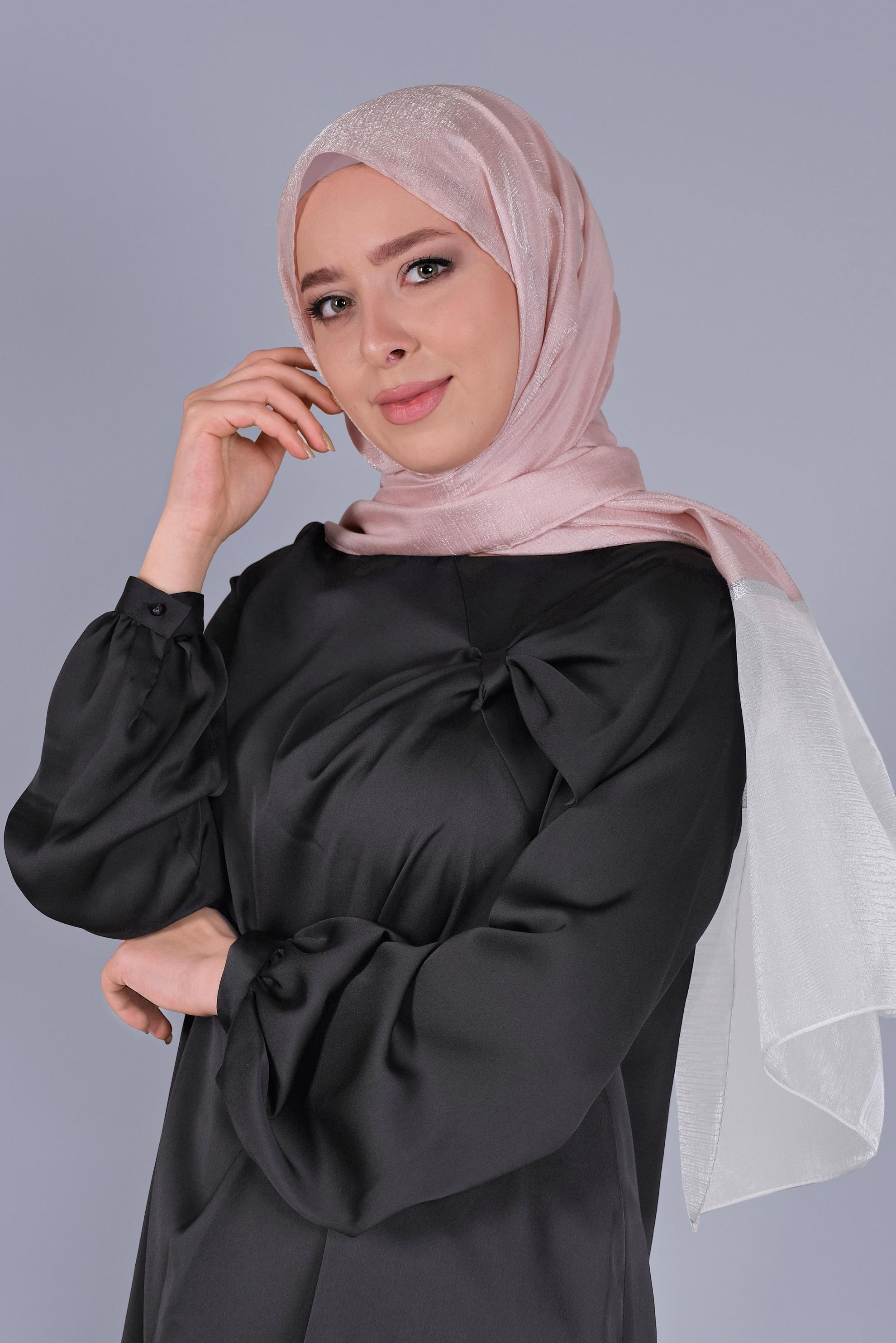 Tesettür giyim PUDRA ALVİNA SİMLİ ORGANZE ŞAL 8066 