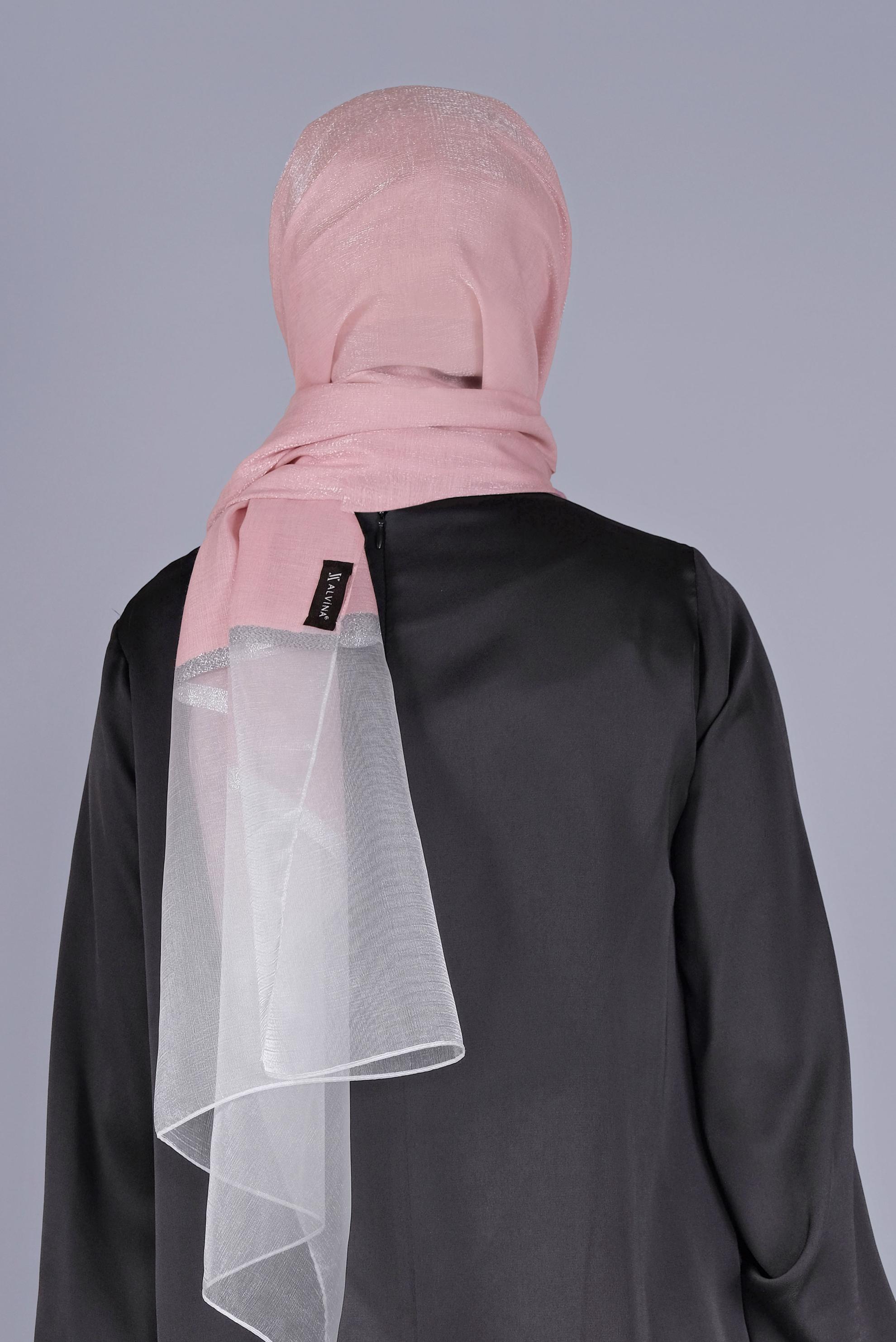 Tesettür giyim PUDRA ALVİNA SİMLİ ORGANZE ŞAL 8066 