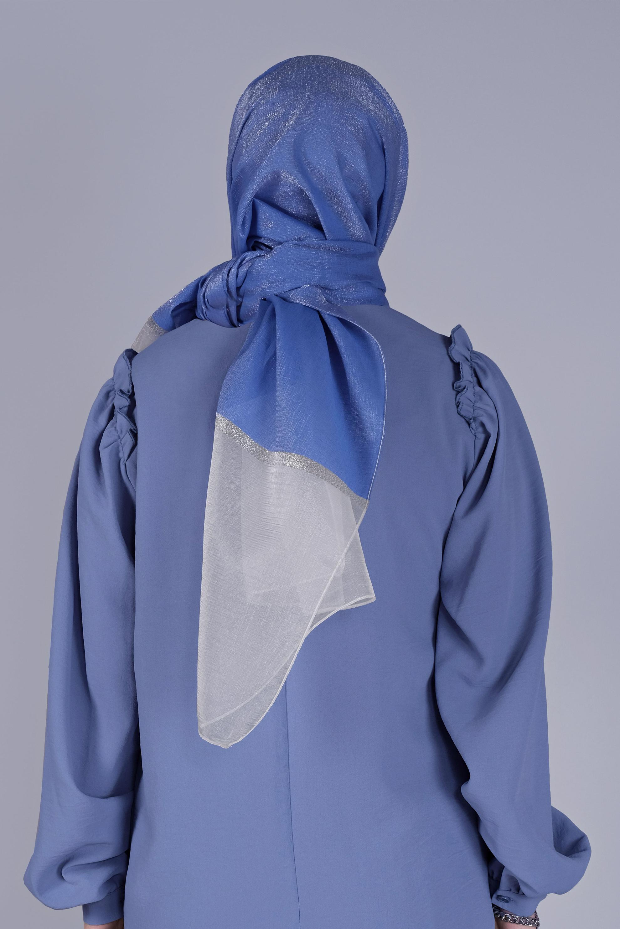 Tesettür giyim LACİVERT ALVİNA SİMLİ ORGANZE ŞAL 8066 