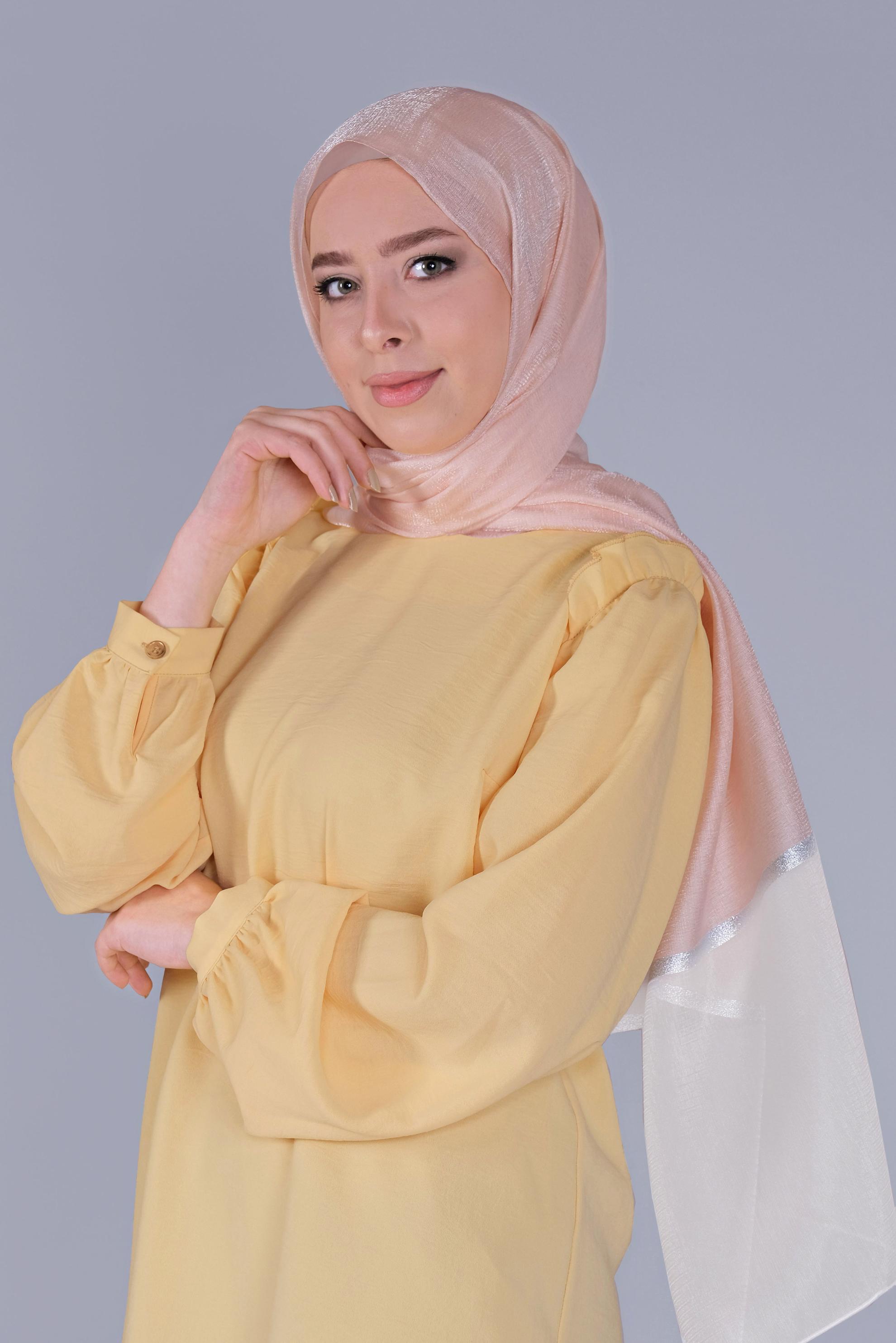 Tesettür giyim PUDRA ALVİNA SİMLİ ORGANZE ŞAL 8066 