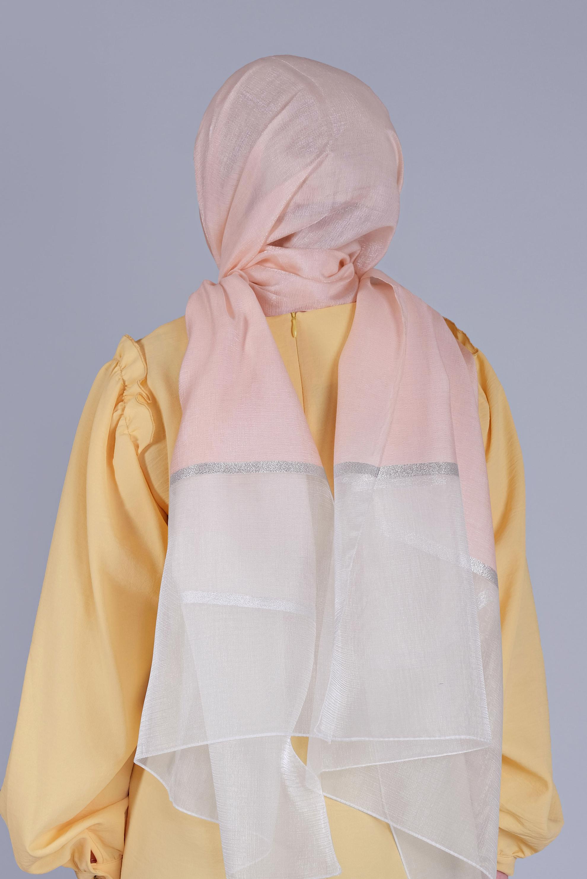 Tesettür giyim PUDRA ALVİNA SİMLİ ORGANZE ŞAL 8066 