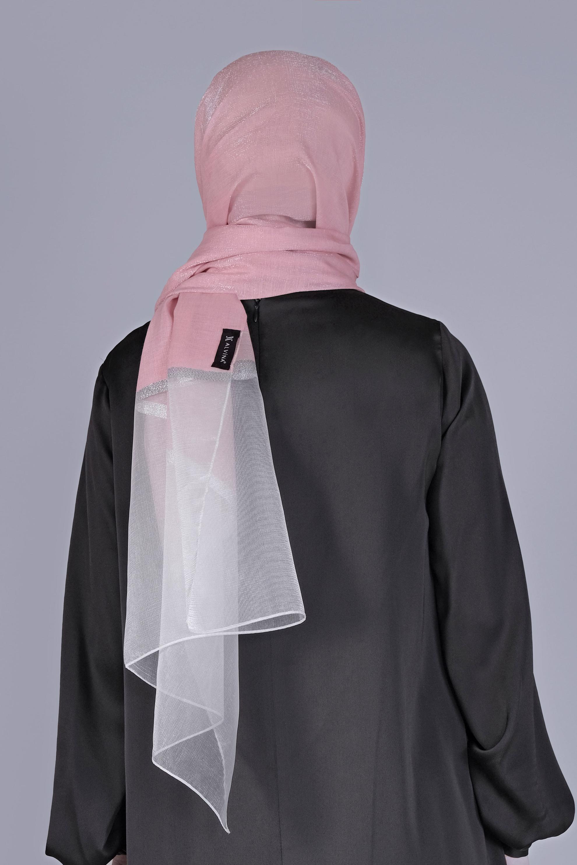 Tesettür giyim PUDRA ALVİNA SİMLİ ORGANZE ŞAL 8066 