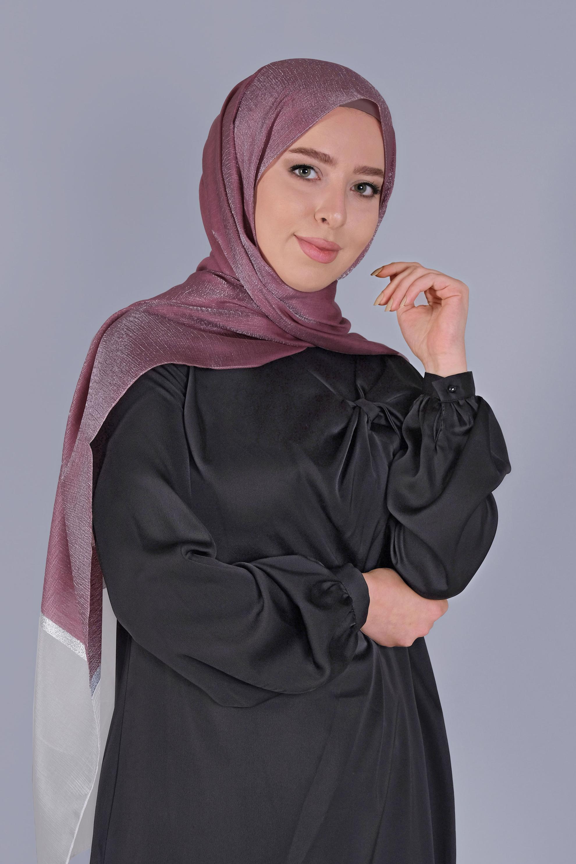 Tesettür giyim BORDO ALVİNA SİMLİ ORGANZE ŞAL 8066 