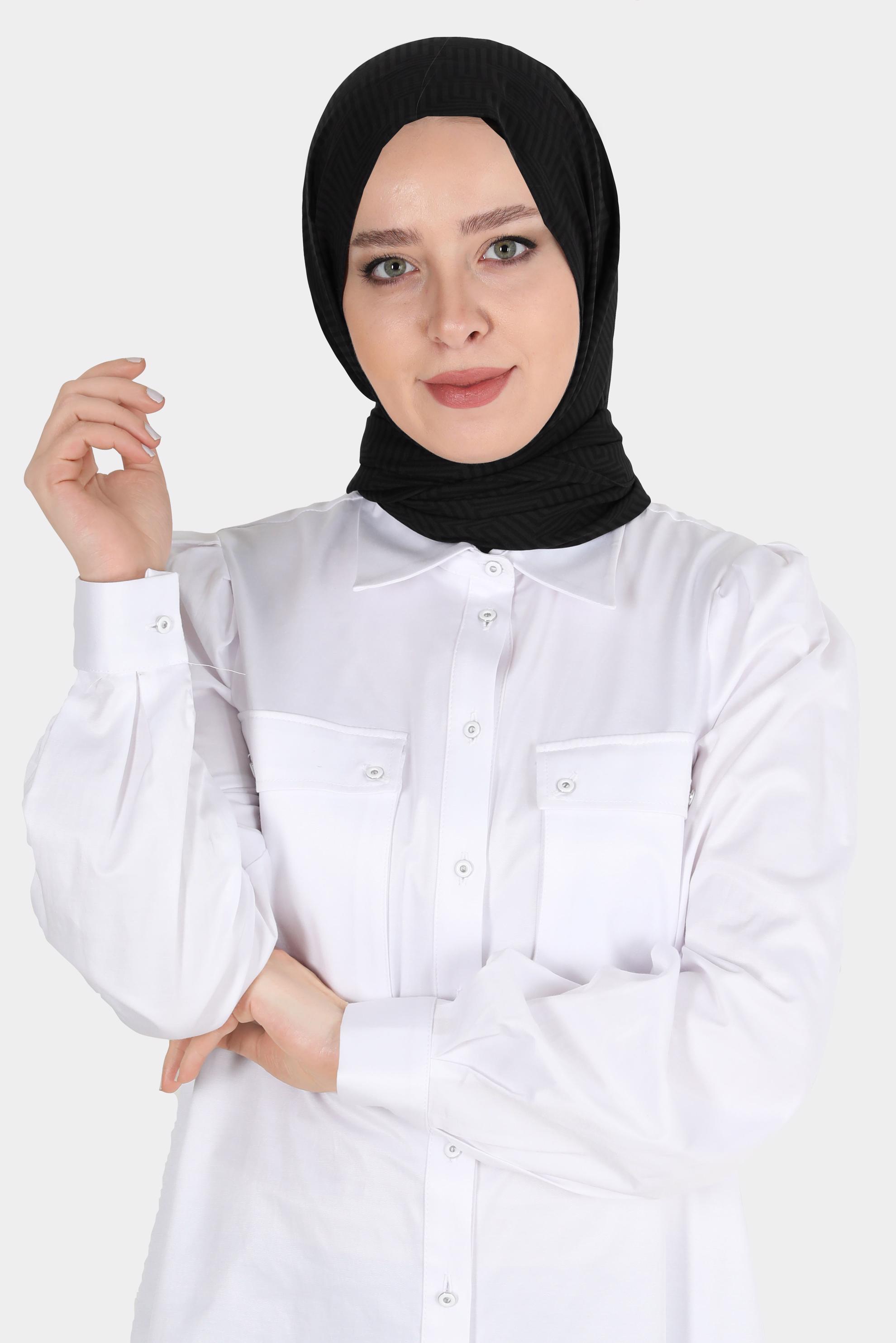 Tesettür giyim SİYAH ALVİNA LABİRENT DESEN ŞAL 8067 