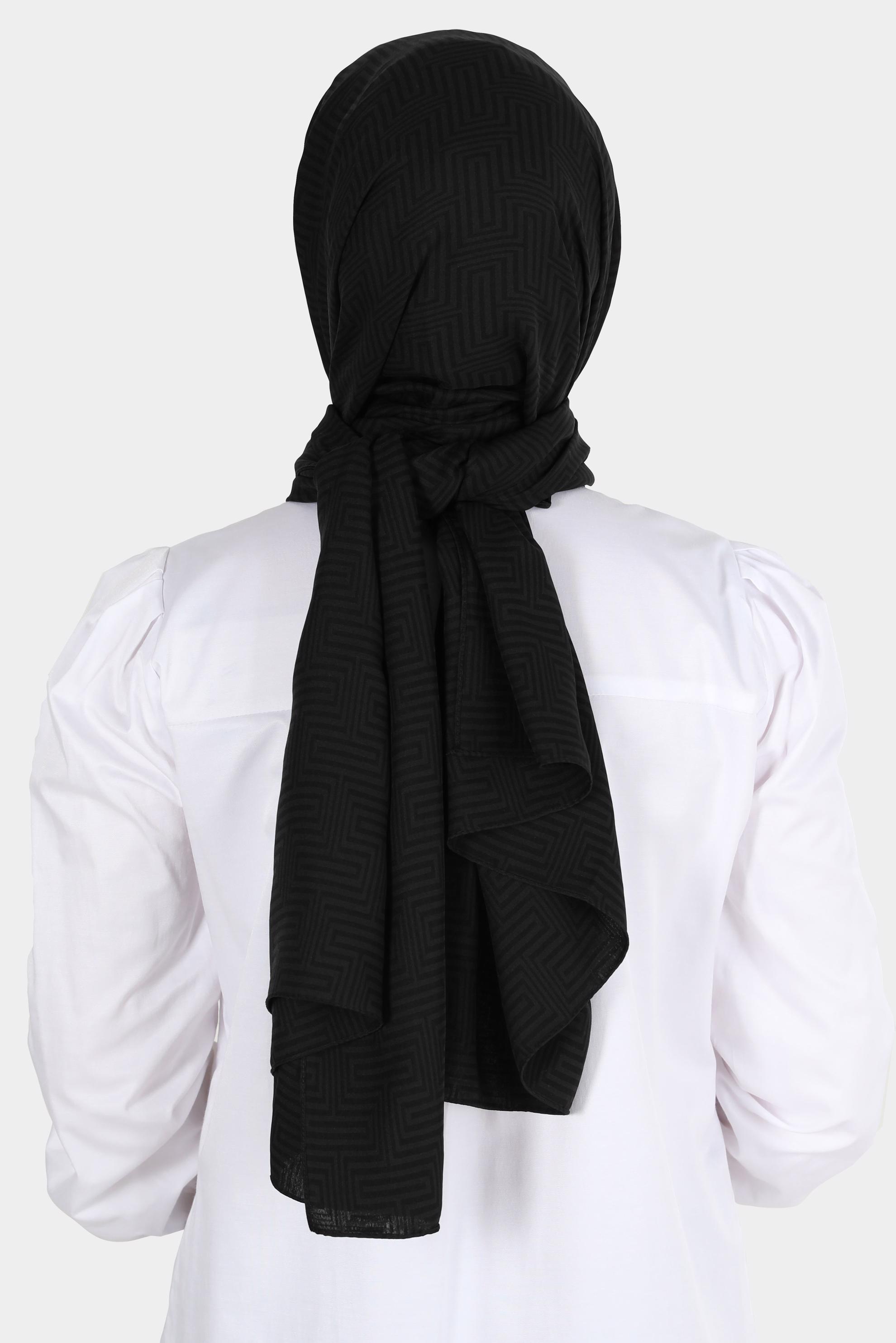 Tesettür giyim SİYAH ALVİNA LABİRENT DESEN ŞAL 8067 