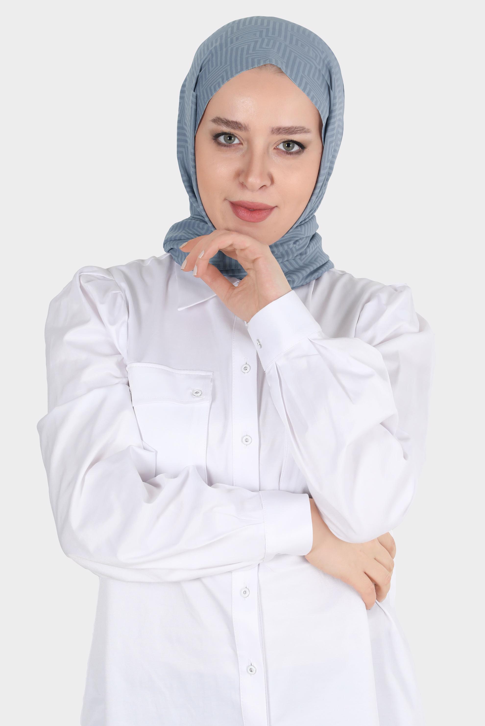 Tesettür giyim GRİ ALVİNA LABİRENT DESEN ŞAL 8067 