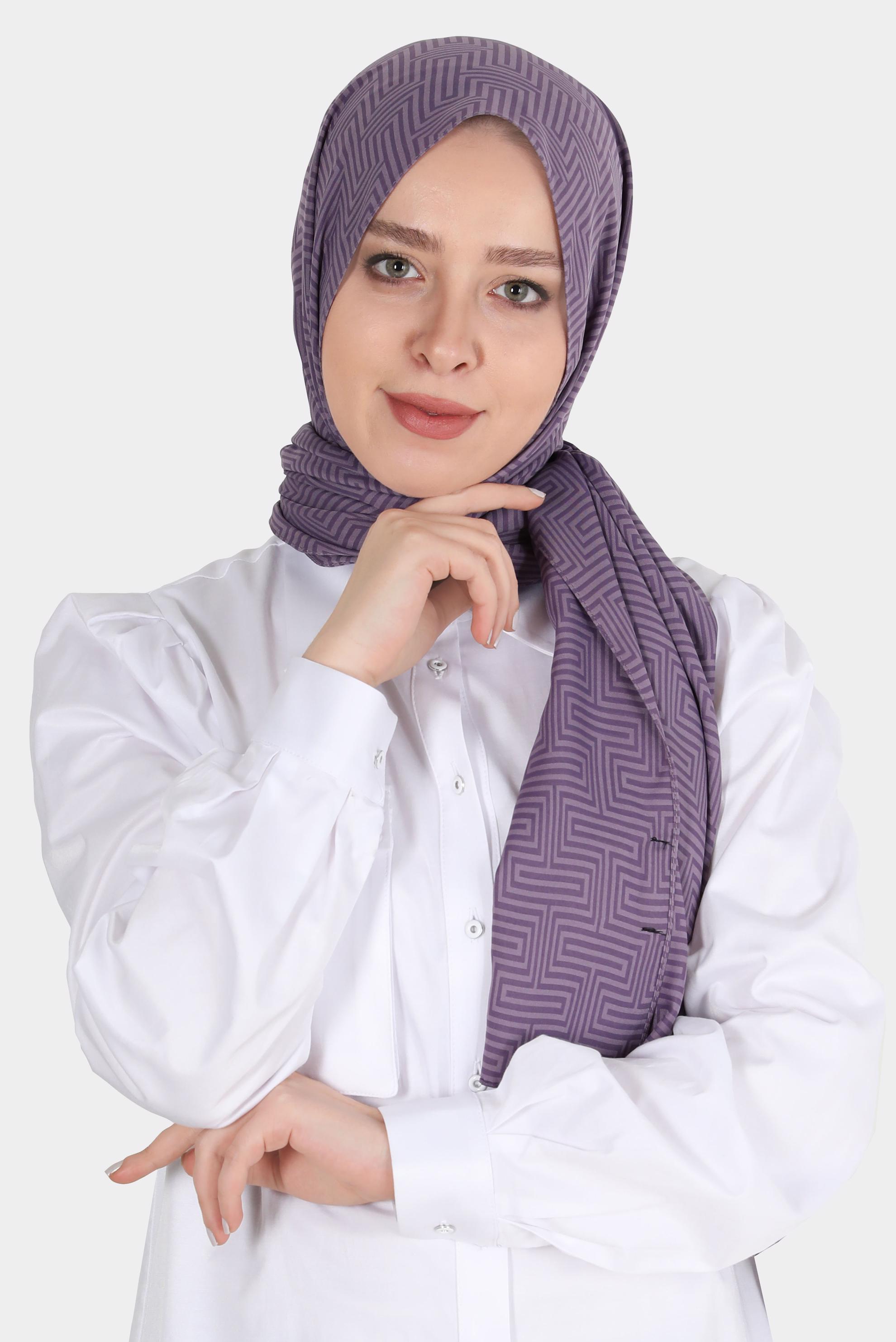 Tesettür giyim MOR ALVİNA LABİRENT DESEN ŞAL 8067 