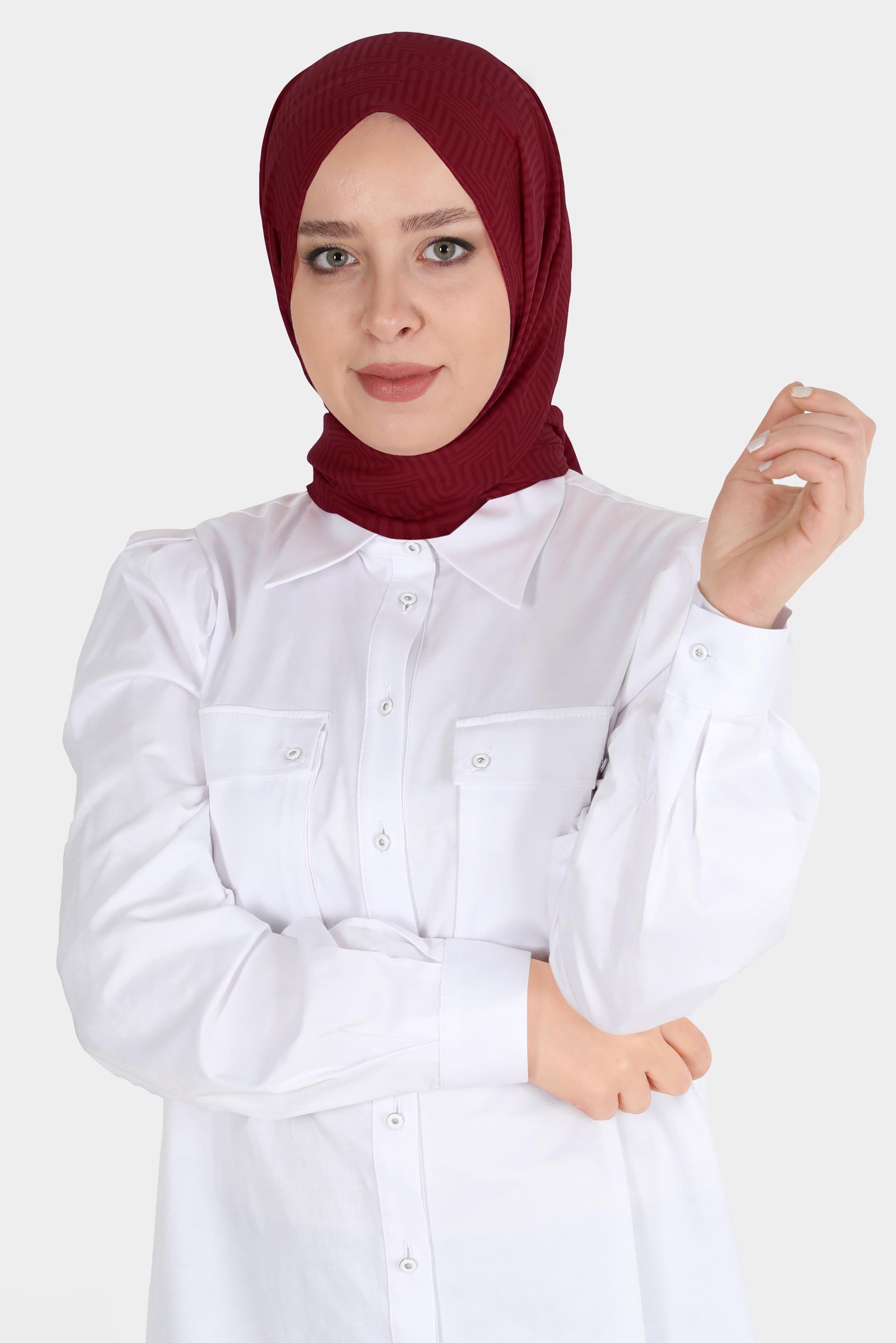 Tesettür giyim BORDO ALVİNA LABİRENT DESEN ŞAL 8067 