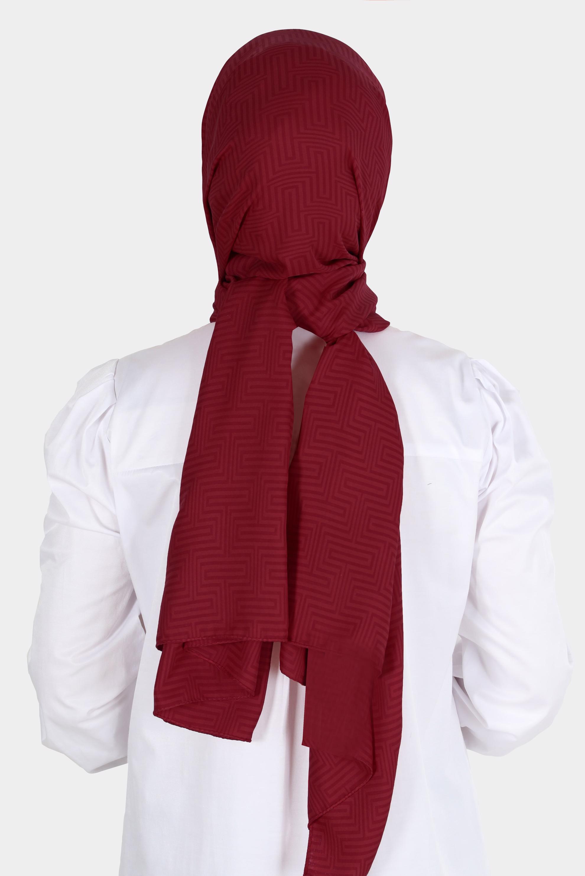 Tesettür giyim BORDO ALVİNA LABİRENT DESEN ŞAL 8067 