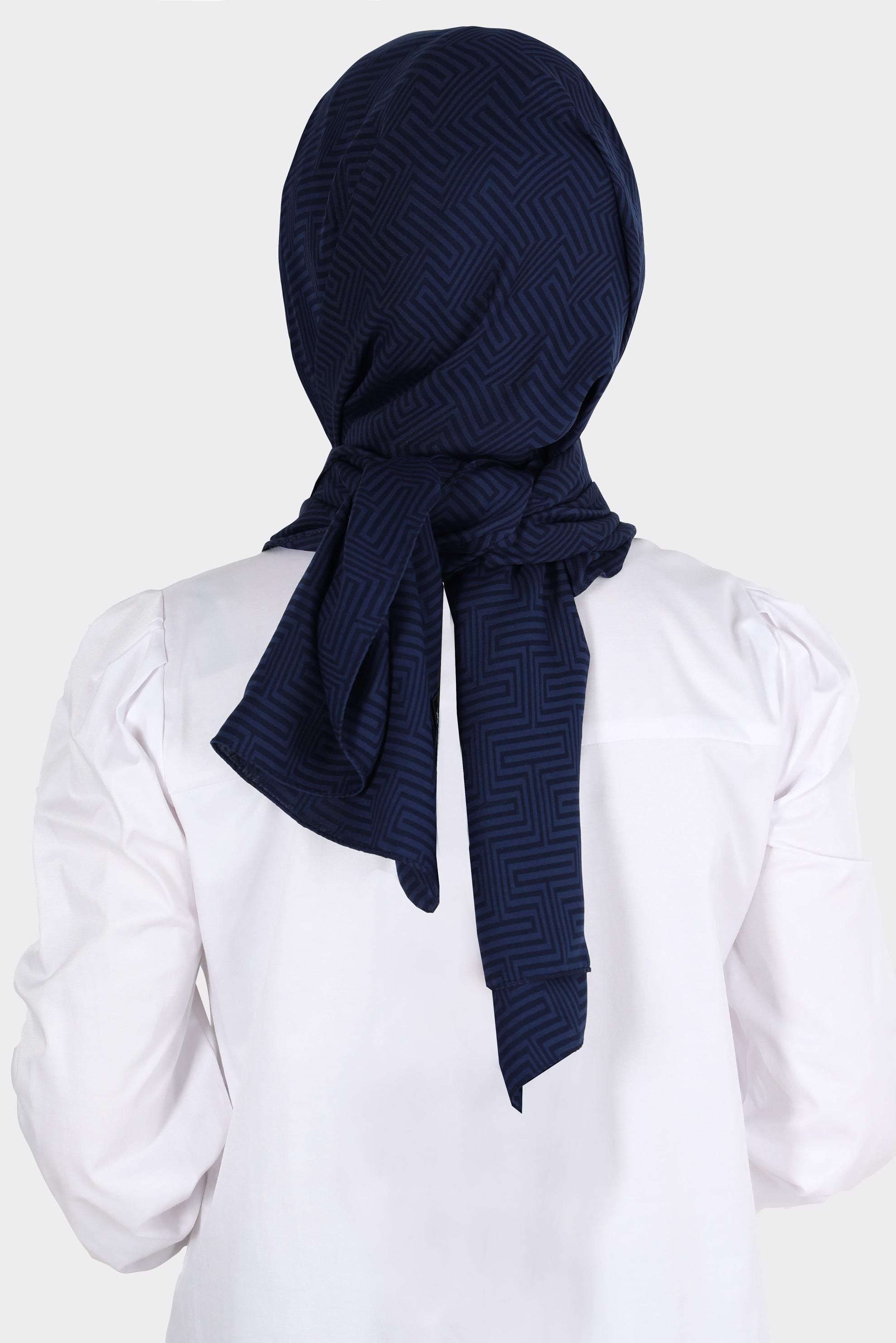 Tesettür giyim LACİVERT ALVİNA LABİRENT DESEN ŞAL 8067 