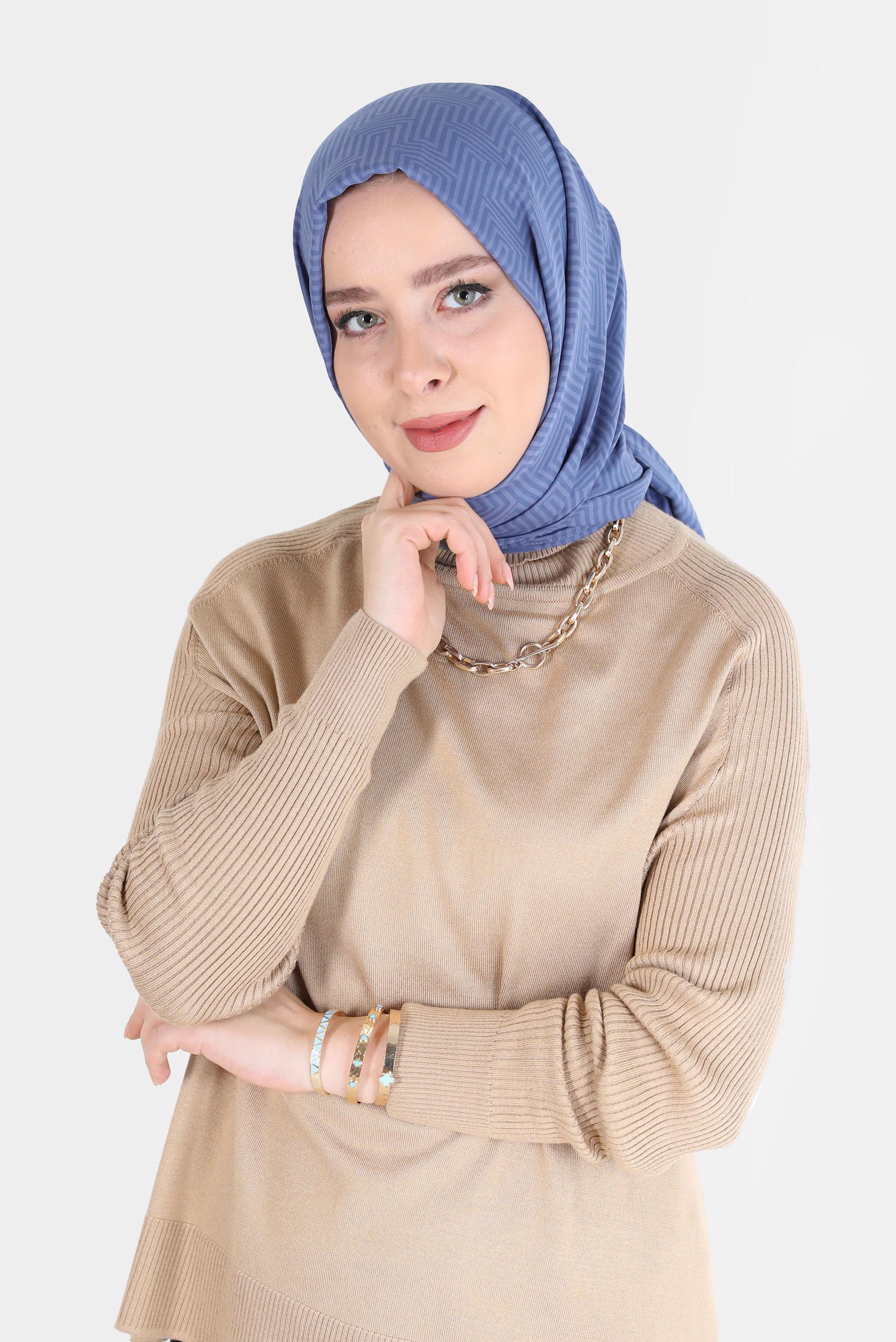 Tesettür giyim LACİVERT ALVİNA LABİRENT DESEN ŞAL 8067 