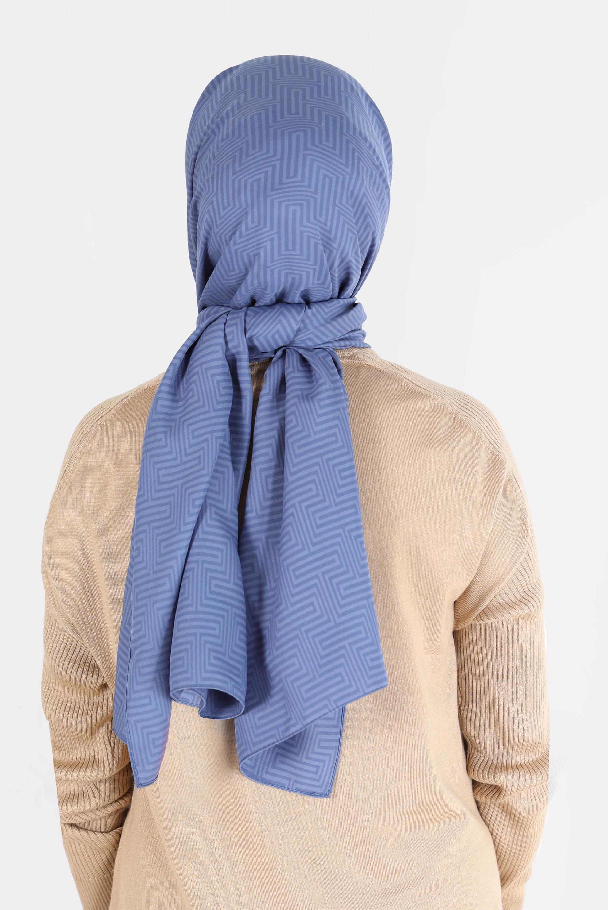 Tesettür giyim LACİVERT ALVİNA LABİRENT DESEN ŞAL 8067 