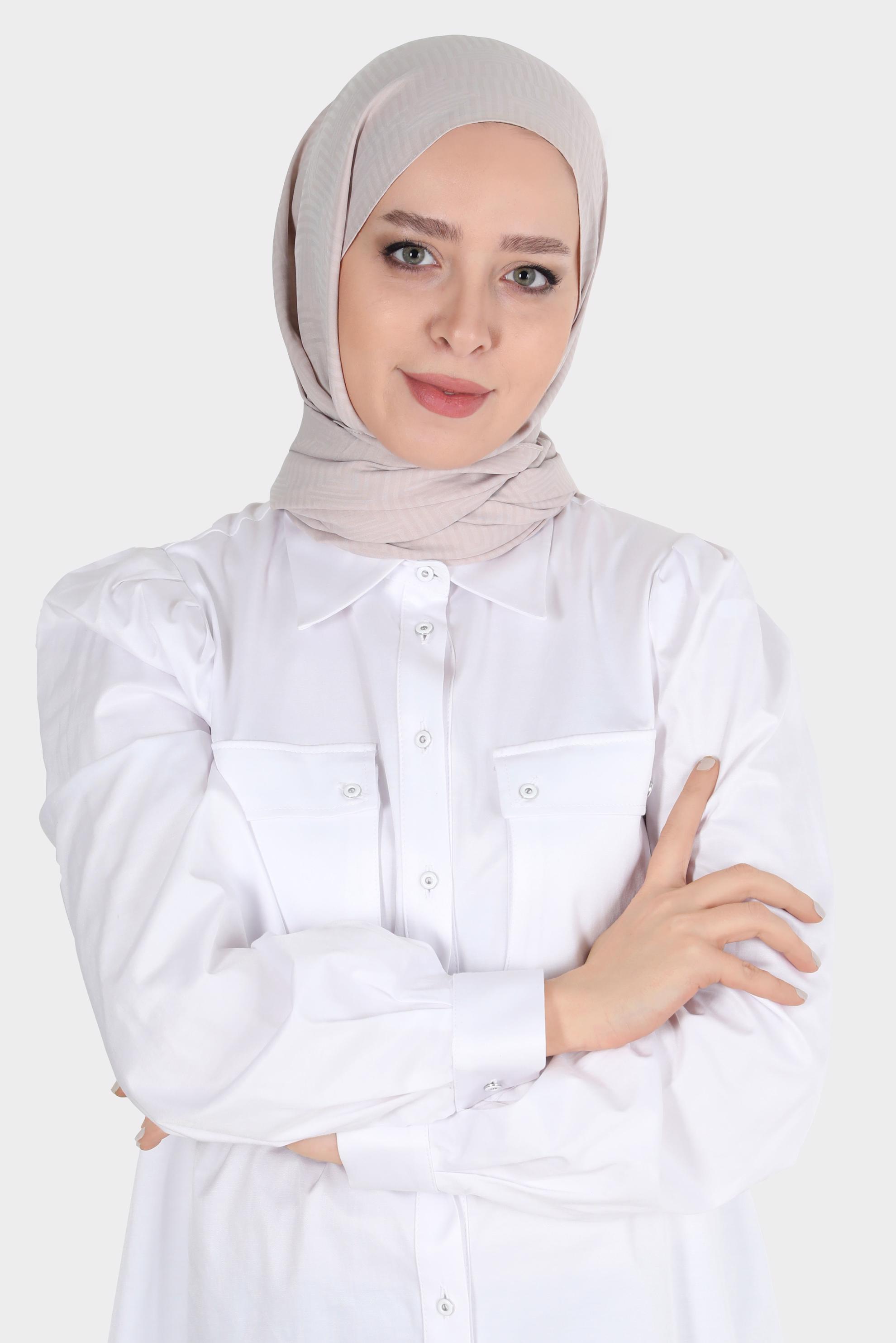 Tesettür giyim BEJ ALVİNA LABİRENT DESEN ŞAL 8067 