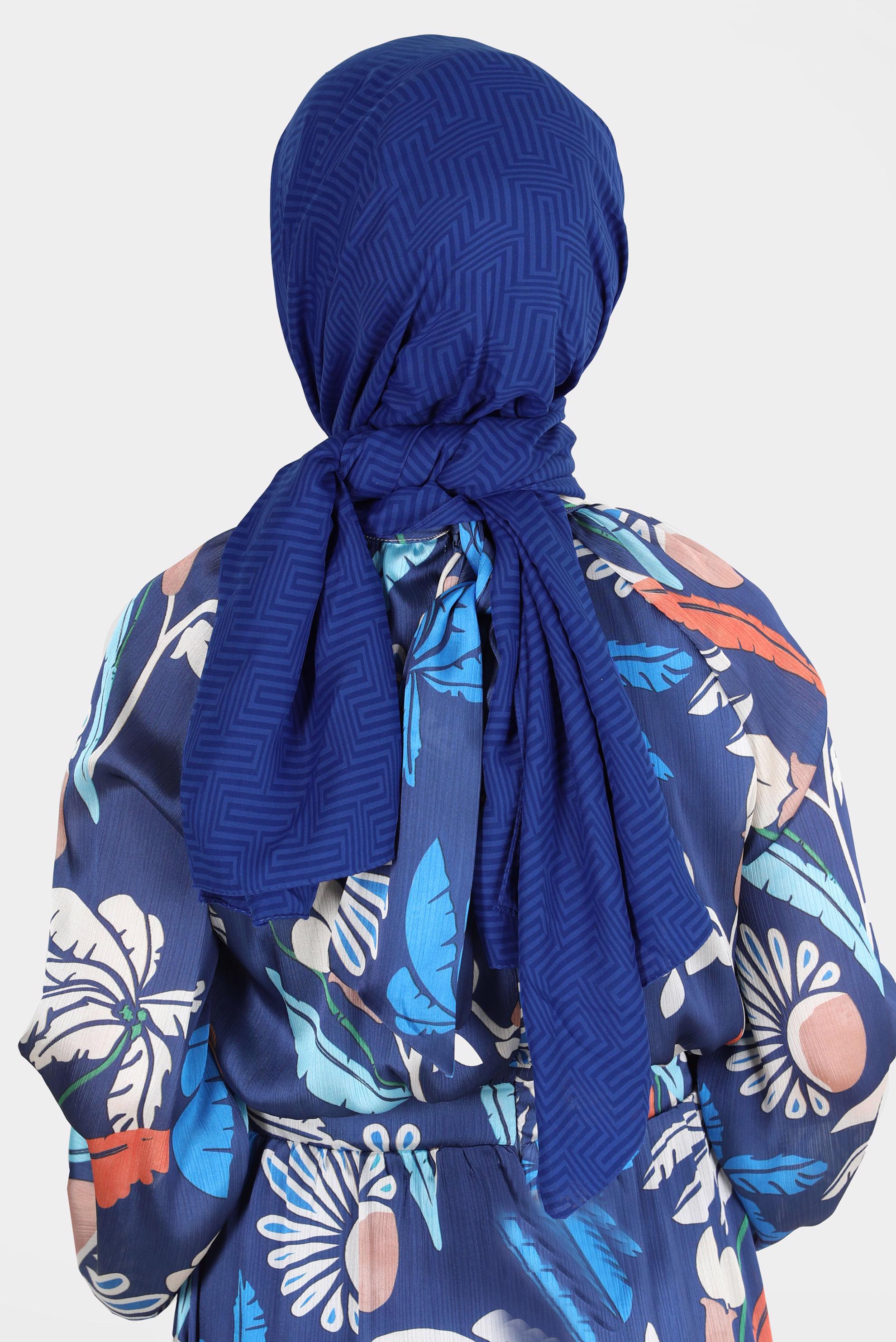 Tesettür giyim LACİVERT ALVİNA LABİRENT DESEN ŞAL 8067 