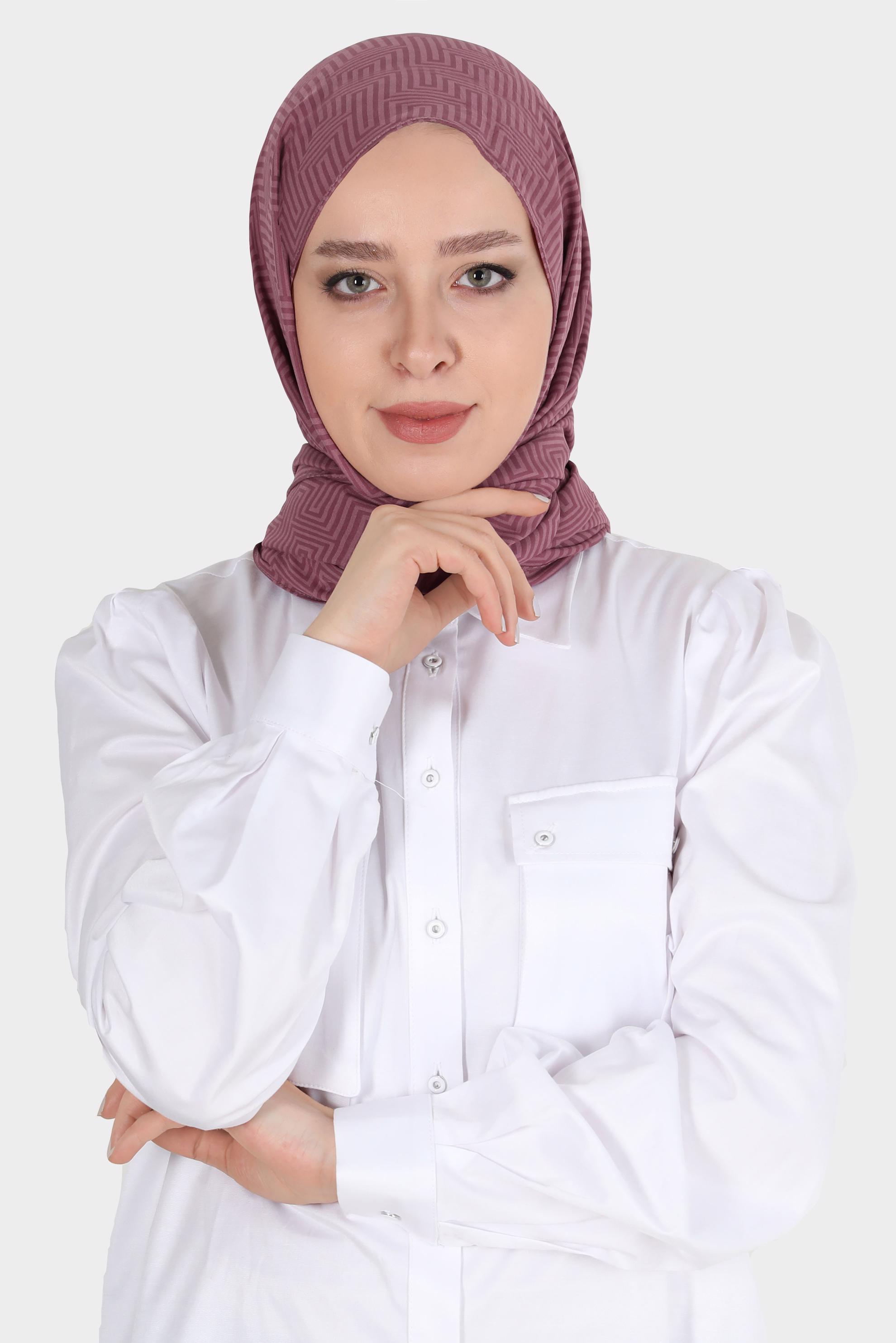 Tesettür giyim PEMBE ALVİNA LABİRENT DESEN ŞAL 8067 